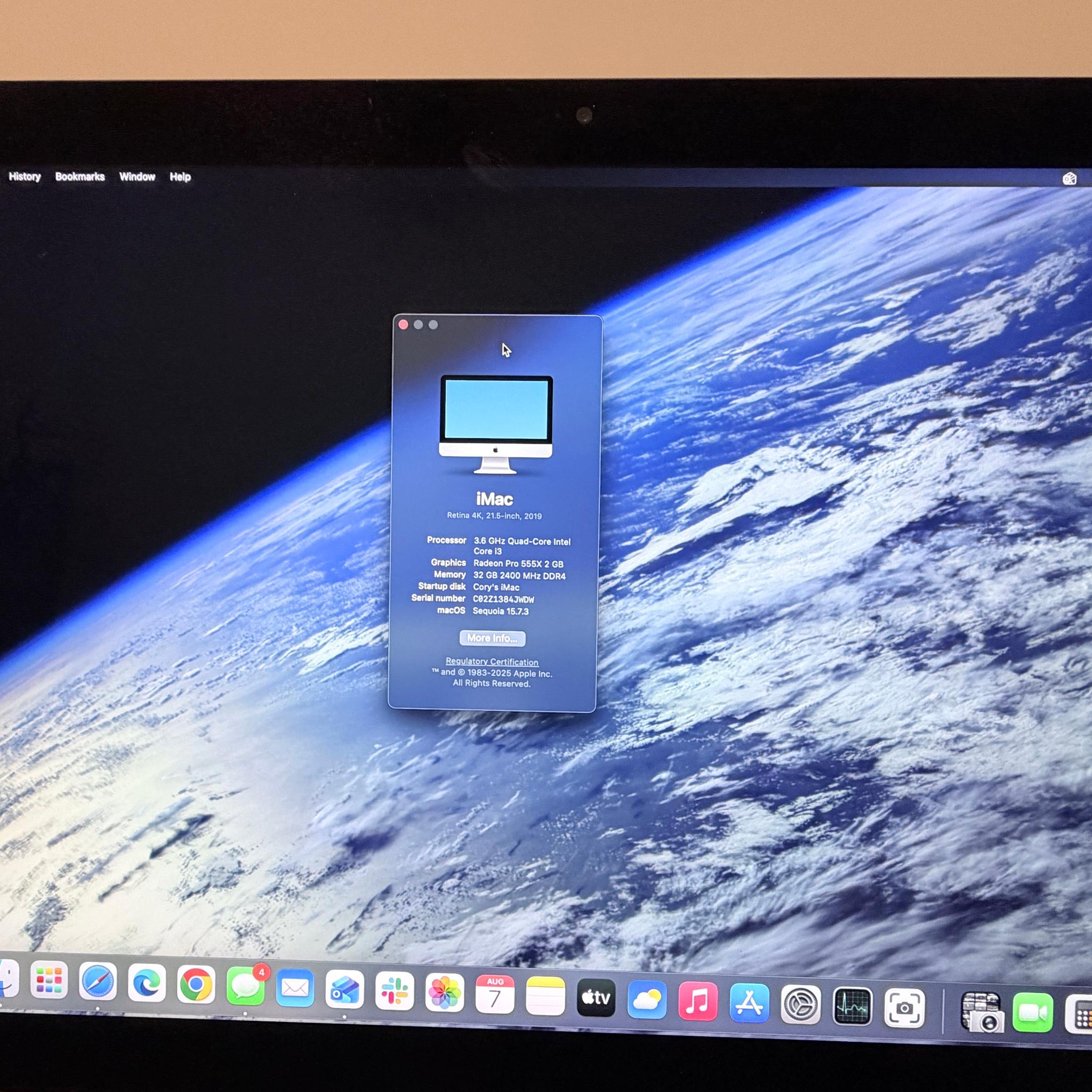 2019 Apple iMac 21.5" Retina 4K i3 3.6GHz 32GB RAM 512GB SSD Radeon 555X