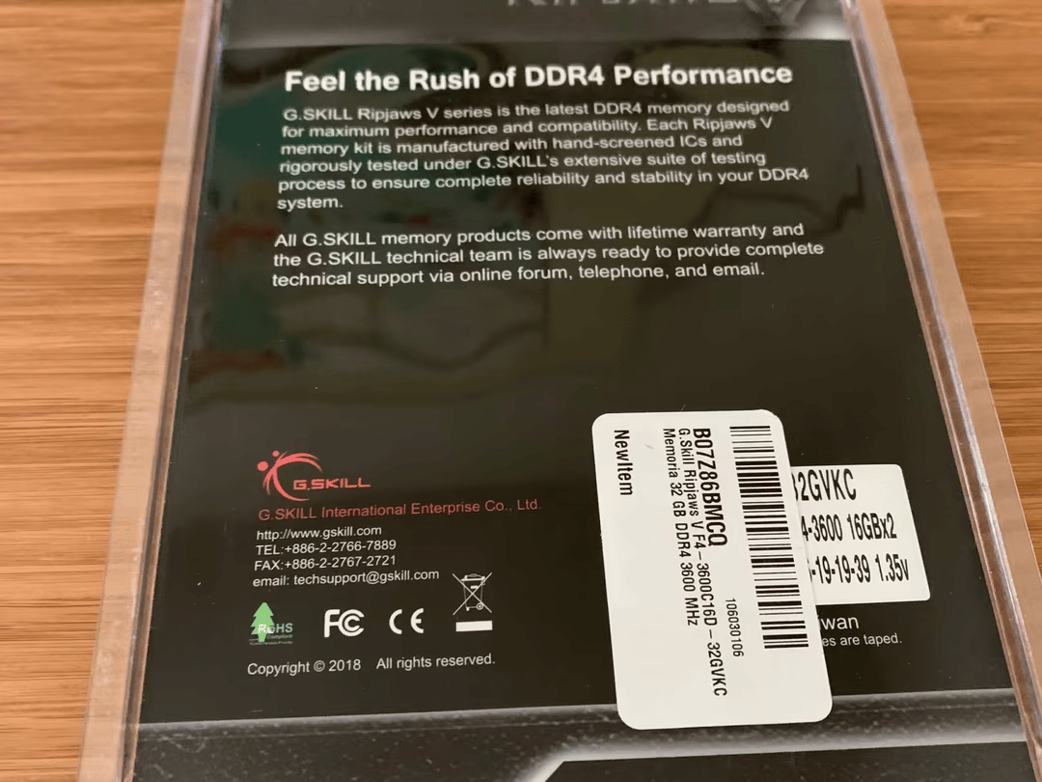 G.Skill Ripjaws 32 GB (2 x 16 GB) DDR4-3600 CL16 Memory
