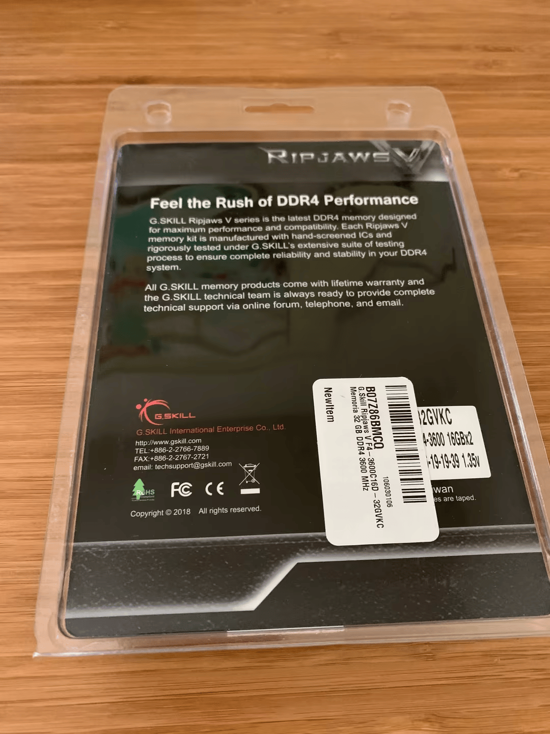 G.Skill Ripjaws 32 GB (2 x 16 GB) DDR4-3600 CL16 Memory