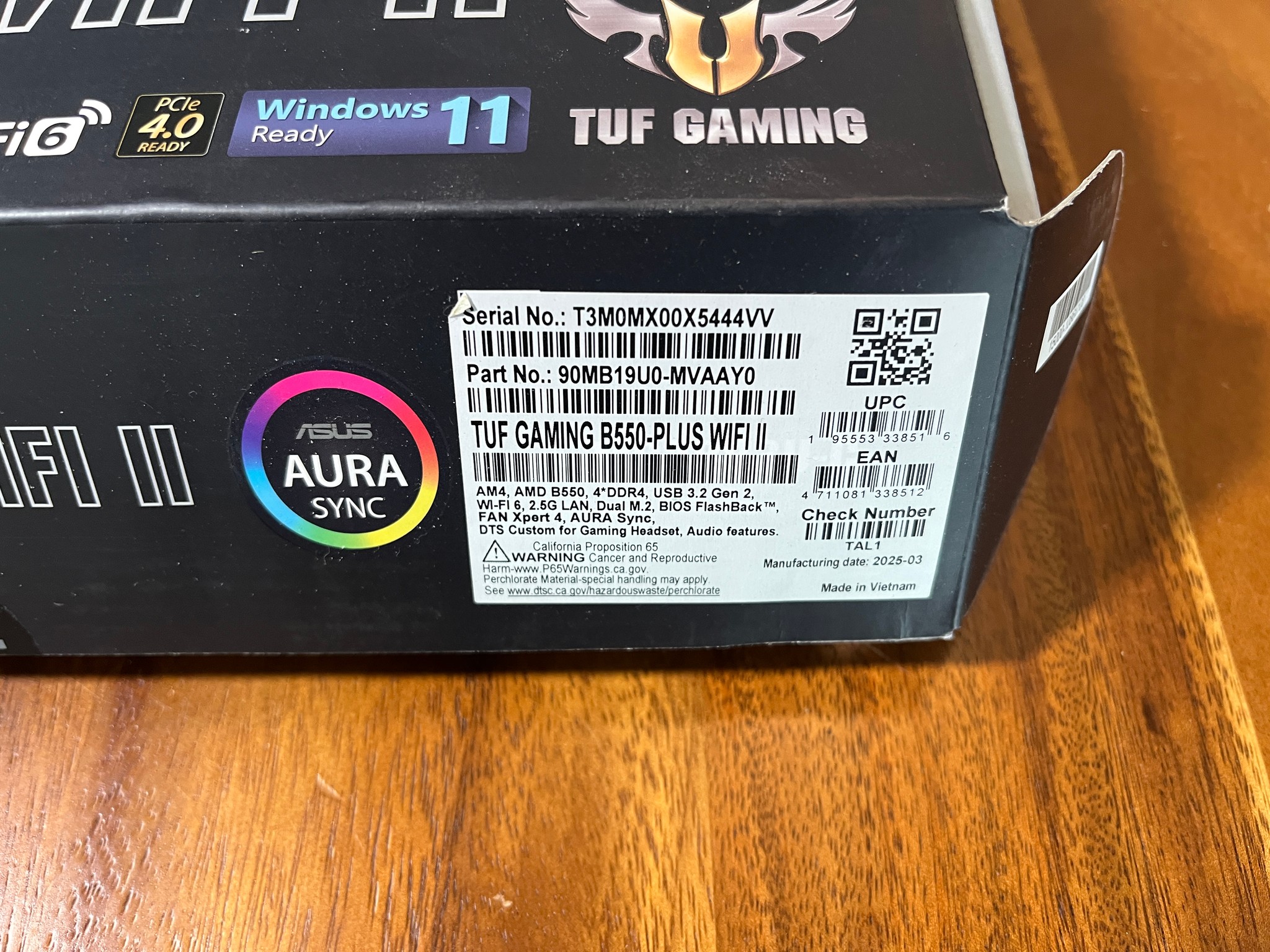 ASUS TUF GAMING B550-PLUS WIFI II AM4 AMD B550 SATA 6Gb/s ATX AMD Motherboard