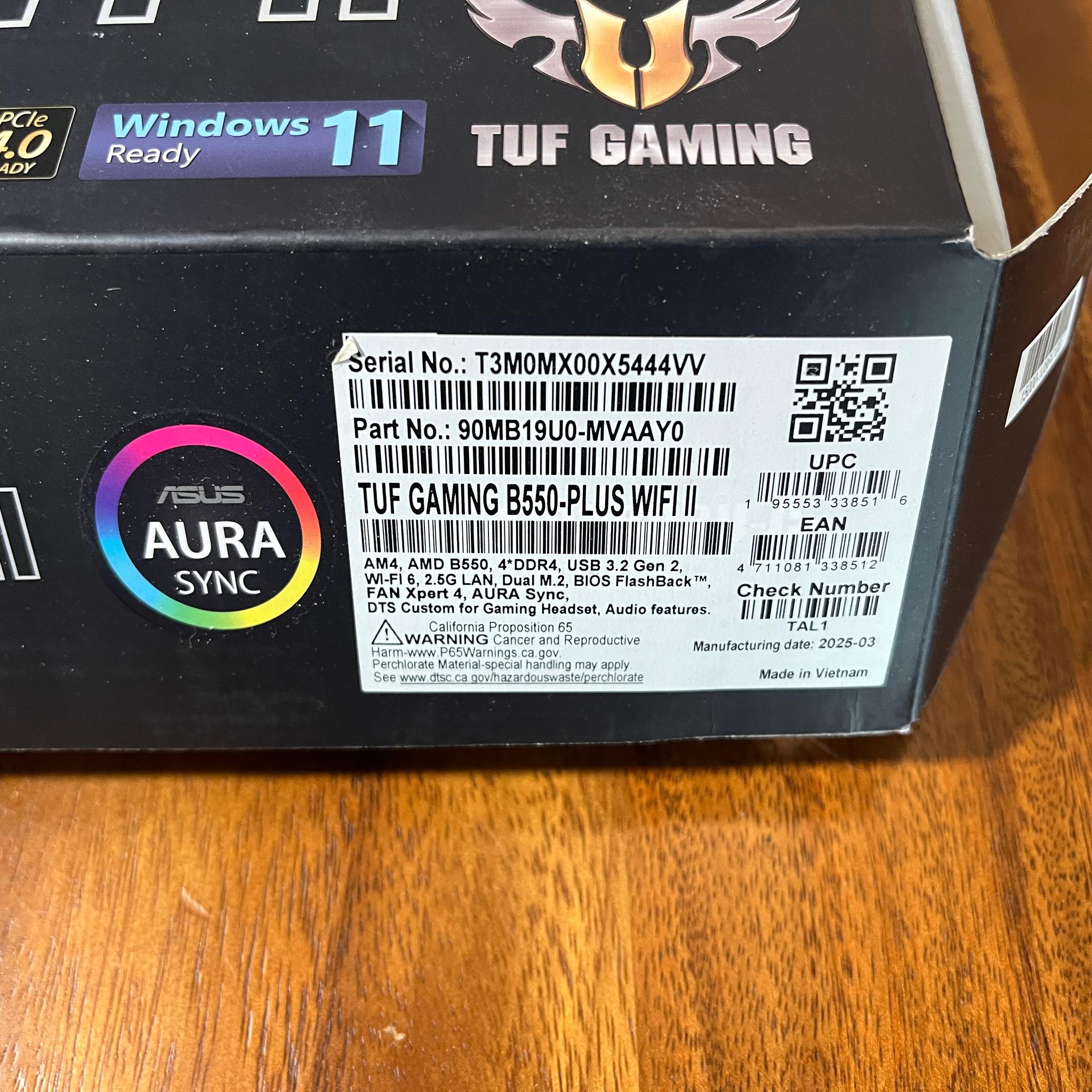 ASUS TUF GAMING B550-PLUS WIFI II AM4 AMD B550 SATA 6Gb/s ATX AMD Motherboard