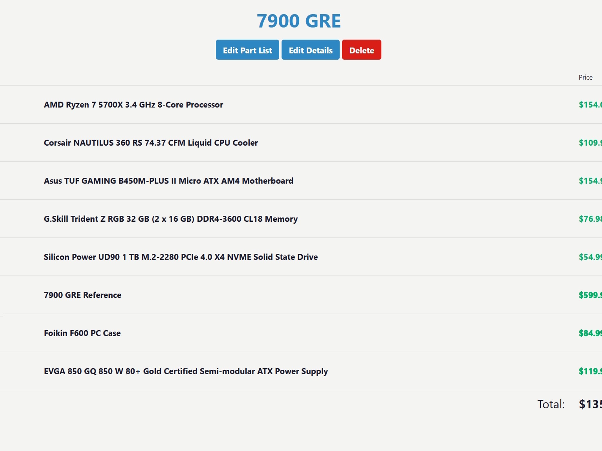 Gaming PC AMD Ryzen7 5700X AMD RX 7900 GRE 16GB