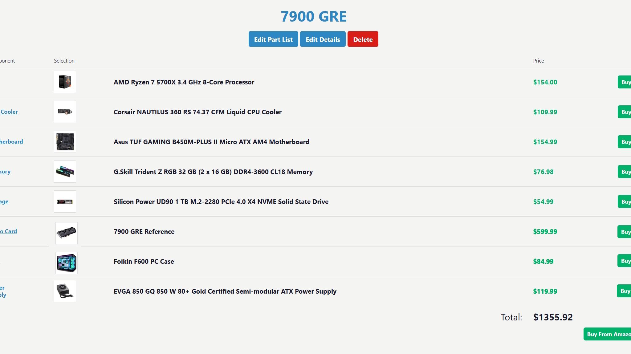 Gaming PC AMD Ryzen7 5700X AMD RX 7900 GRE 16GB