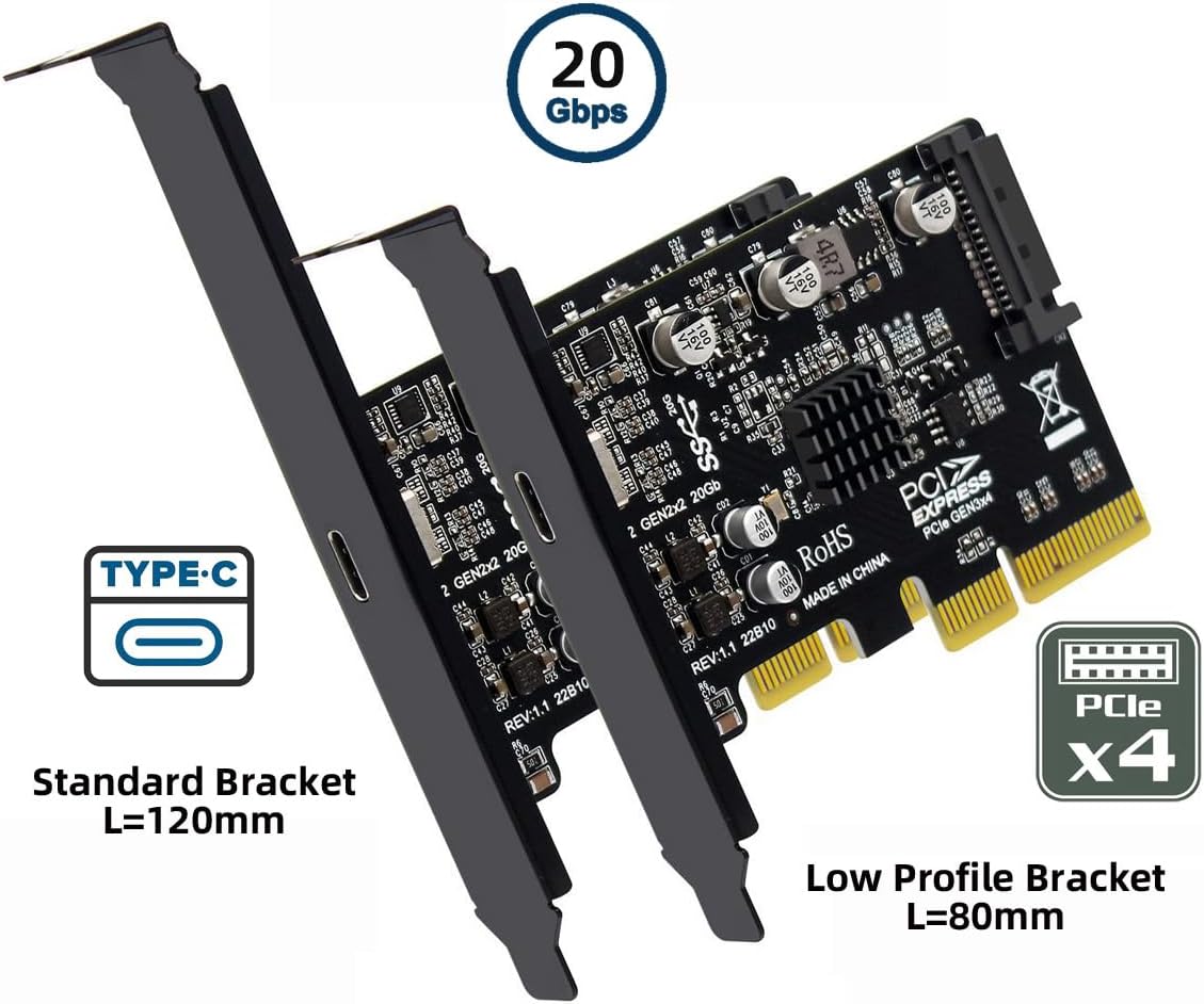 20Gbps USB 3.2 Gen2 Type-C USB-C Female to PCI-E 4X Express Card Adapter ASM3242 Chipset