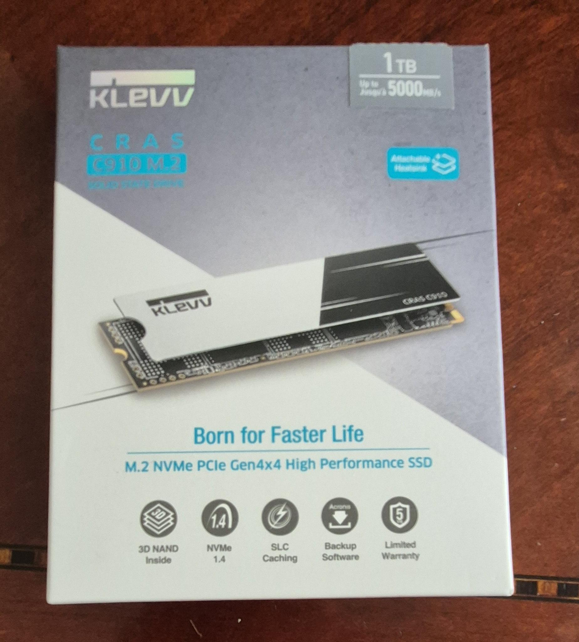 New Open Box KLEVV CRAS C910 1TB M.2 2280 NVMe PCIe Gen4x4 Laptop & Desktop 1TB W/Heat Sink Bundle