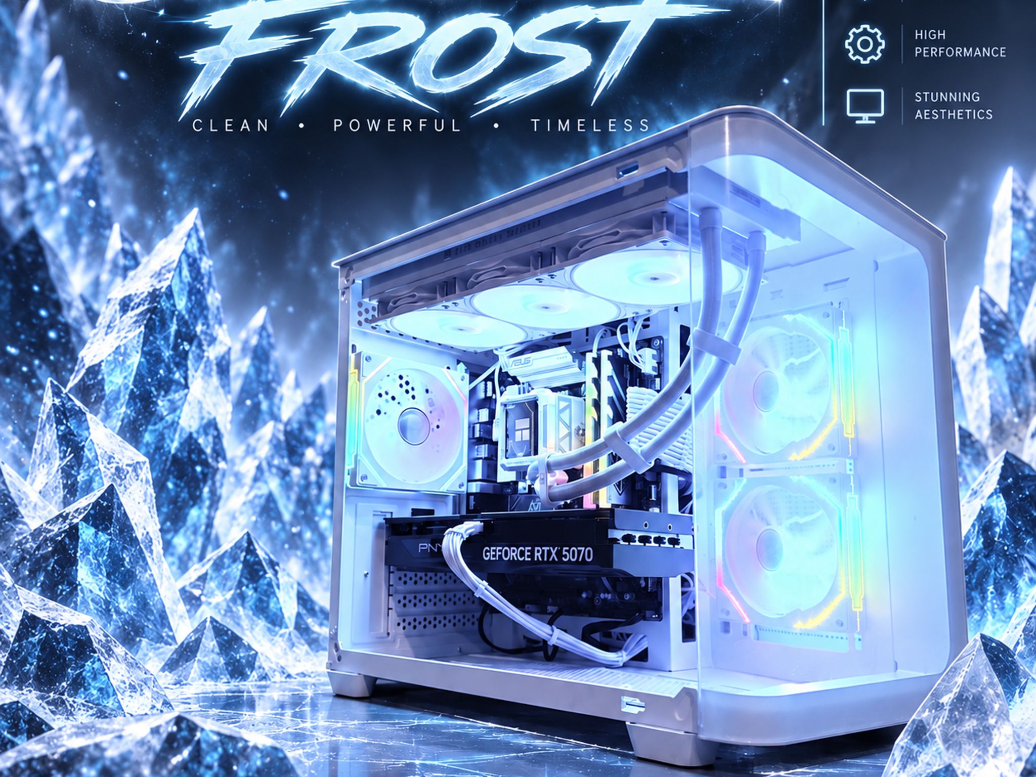⚪️"Crystal Frost🌈| 1440p Gaming | RTX 5070 | Ultra 7 265F | 32GB DDR5 | 1TB SSD | Free Shipping