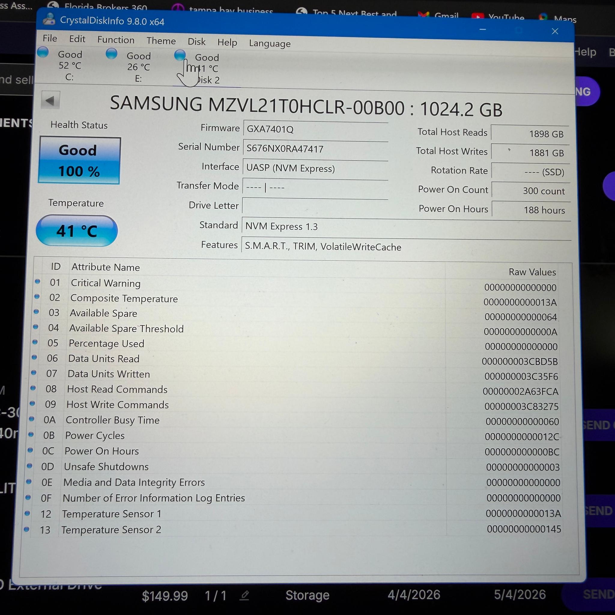 Samsung 1TB NVMe M.2 2280 SSD PM9A1