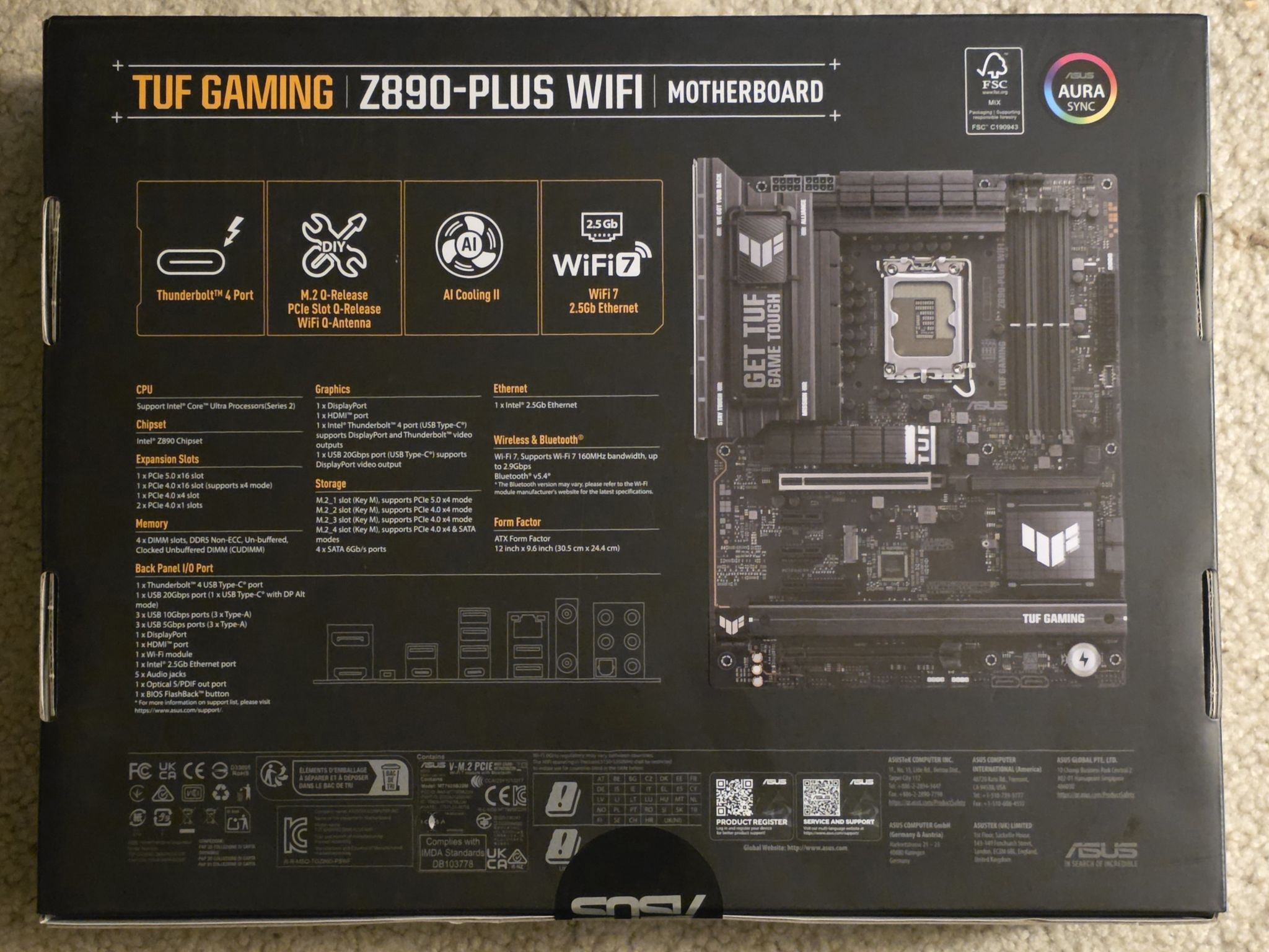 ASUS TUF GAMING Z890-PLUS WIFI 7 LGA 1851 ATX Motherboard Brand New Sealed