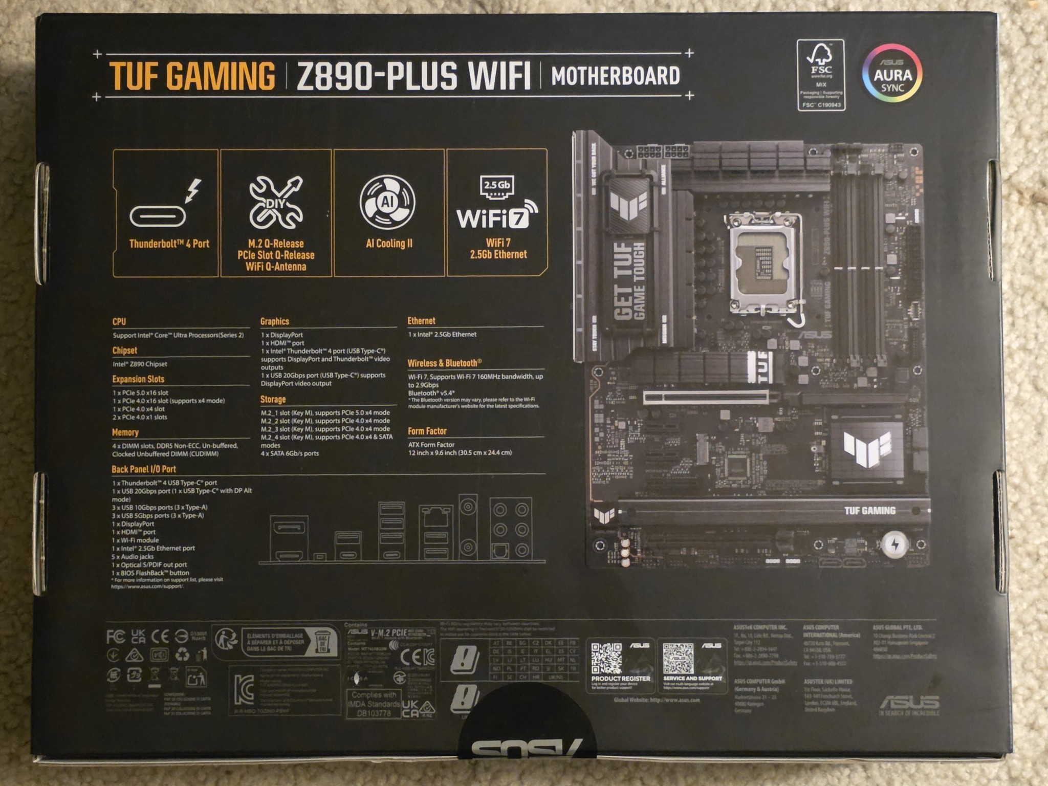 ASUS TUF GAMING Z890-PLUS WIFI 7 LGA 1851 ATX Motherboard Brand New Sealed
