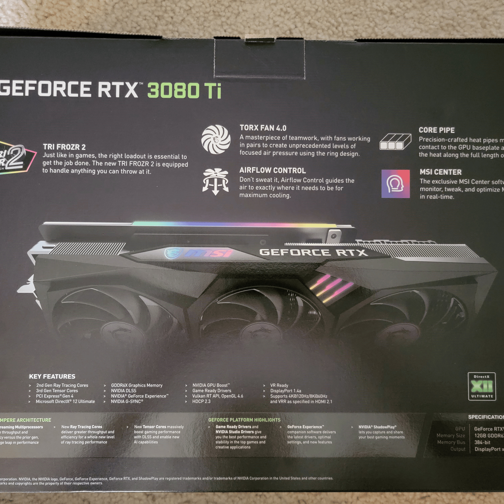 MSI RTX 3080 TI Gaming X Trio 12GB GDDR6X LHR Like New With Original Box