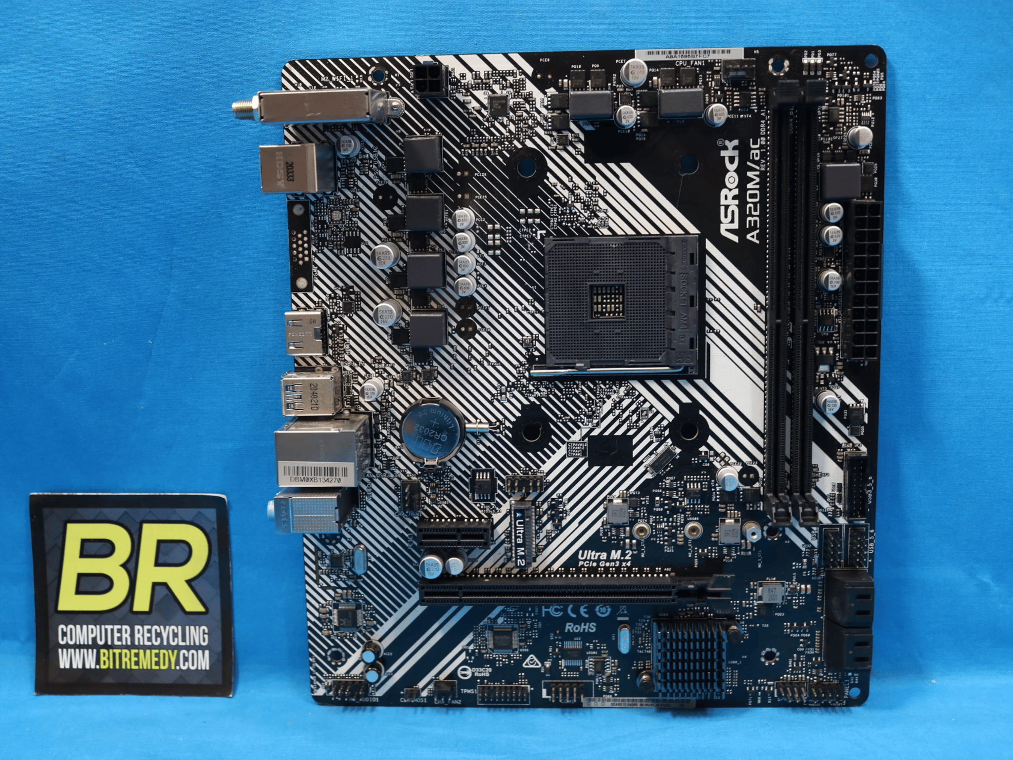 *Newest BIOS* ASRock A320M/ac AMD Socket AM4 MicroATX DDR4 Desktop Motherboard No I/O Shield