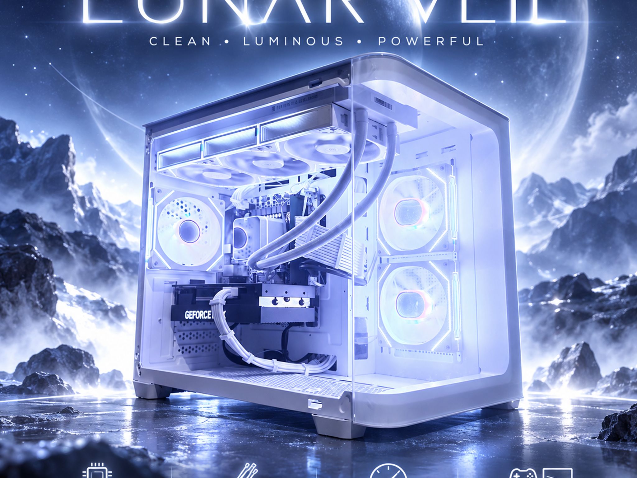🌕"Lunar Veil"⚪️ | 1440p Gaming | RTX 4070 | i7 12700KF | 16GB DDR5 | 2TB SSD+2GB DRAM | Free Ship