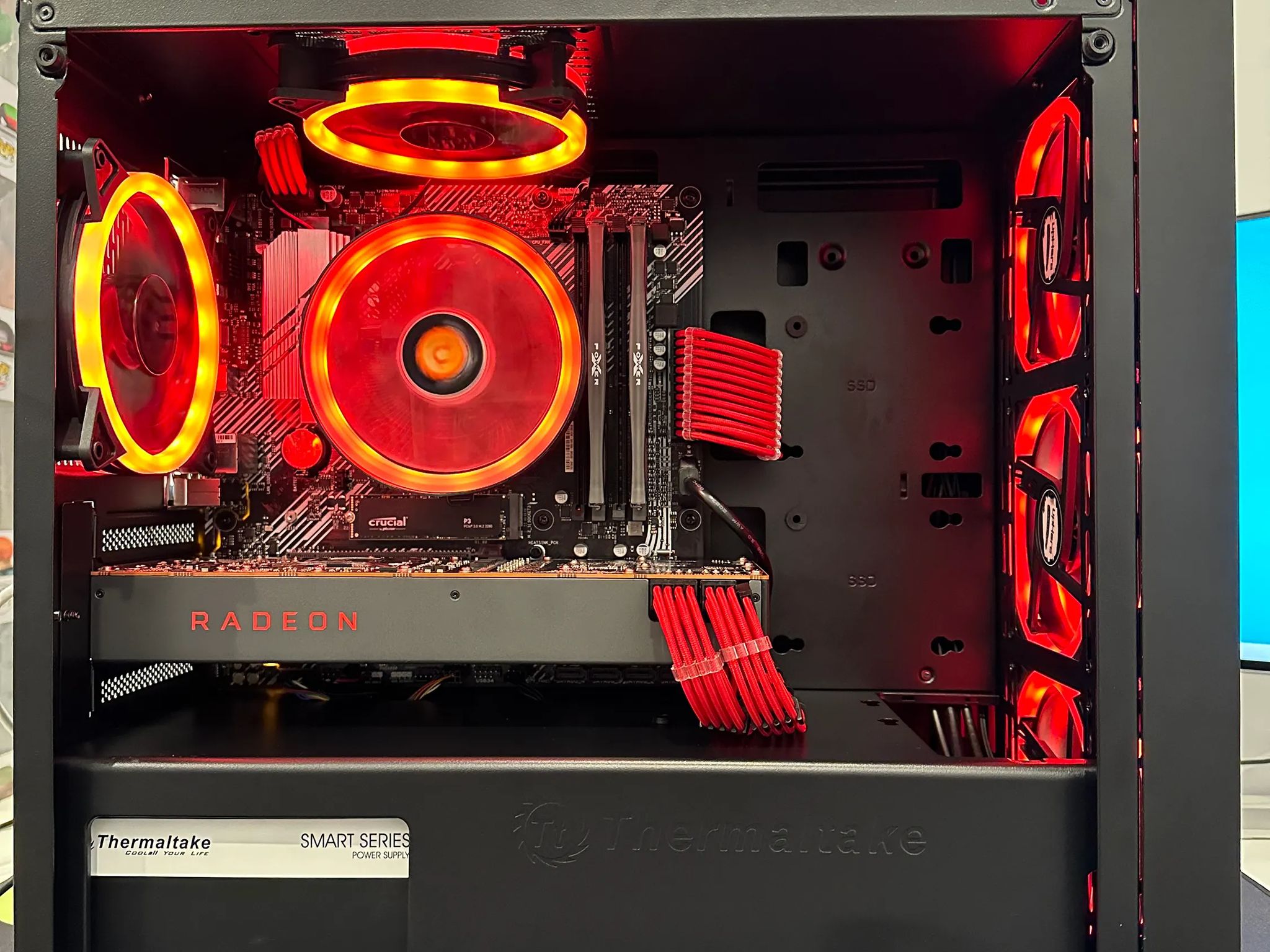 🛑🩸Red Team☄️🔴||Gaming PC-Ryzen 5 5500 6-Core -AMD RX 5700XT 8GB-500GB  SSD Drive-16GB DDR4 RAM