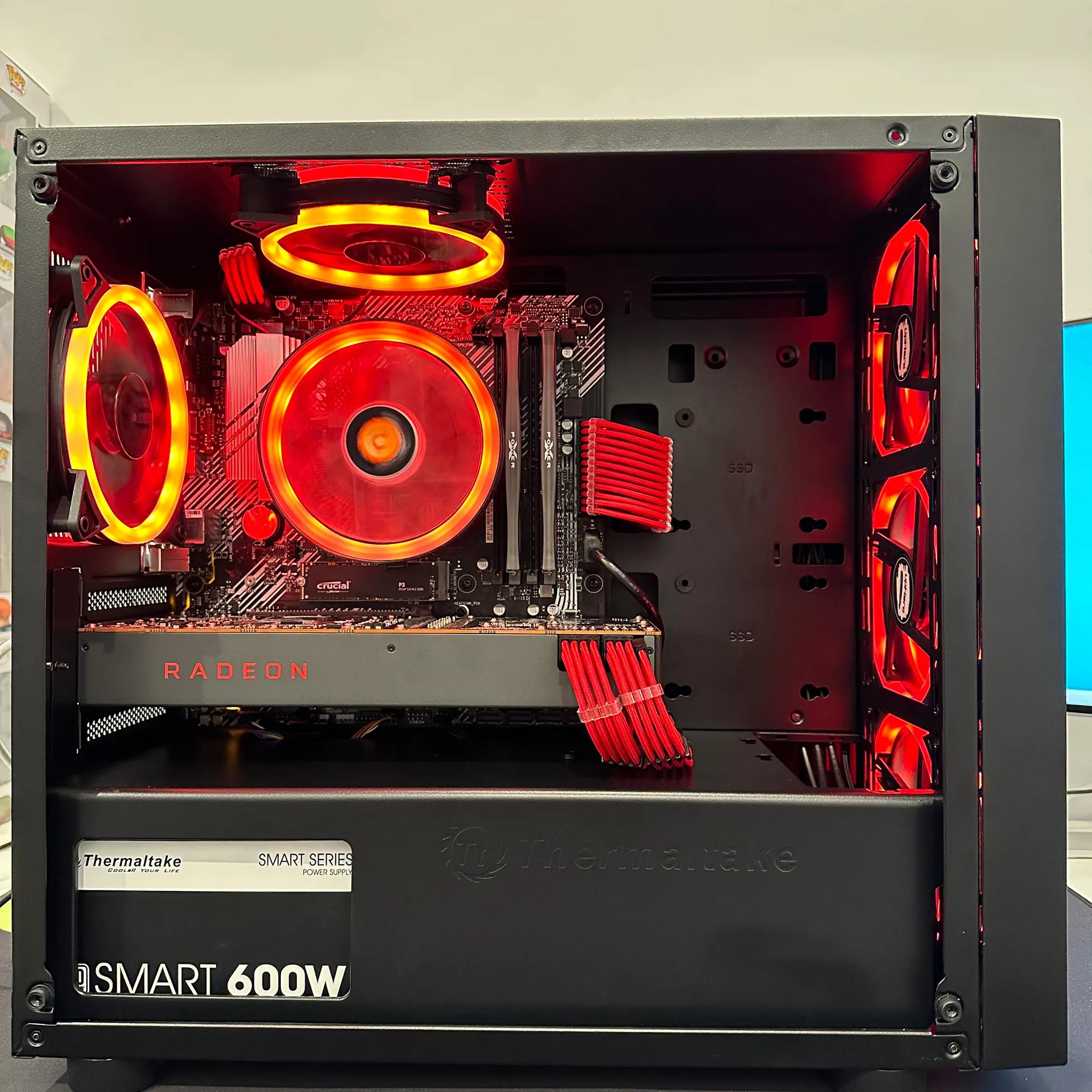 🛑🩸Red Team☄️🔴||Gaming PC-Ryzen 5 5500 6-Core -AMD RX 5700XT 8GB-500GB  SSD Drive-16GB DDR4 RAM