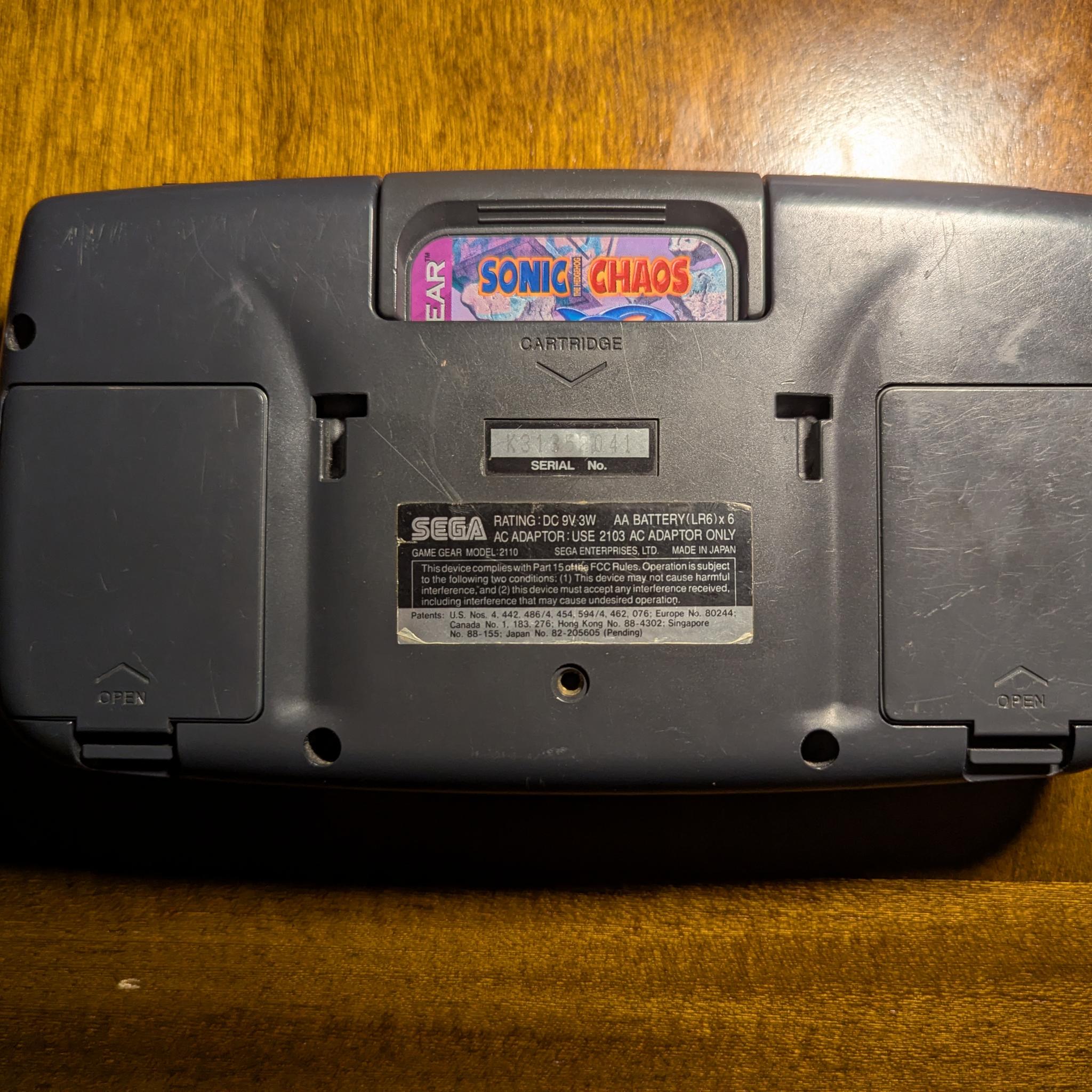 Sega Game Gear Handheld Console, Fully Recapped + Glass Screen Lens, with Sonic Chaos Game Cartridge