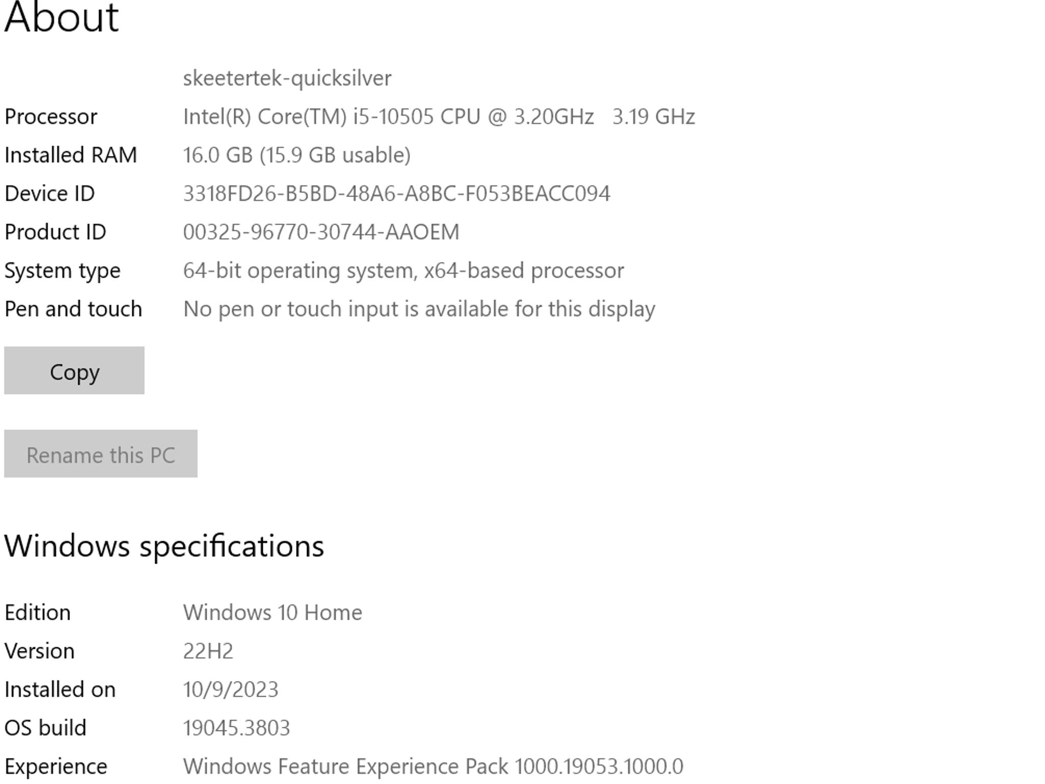 quicksilver--Core i5 10505, RX 6600 XT, 16 Gb, Water Cooled 128Gb+1Tb SSDs, MAG B560i, WiFi/Bt/Ether