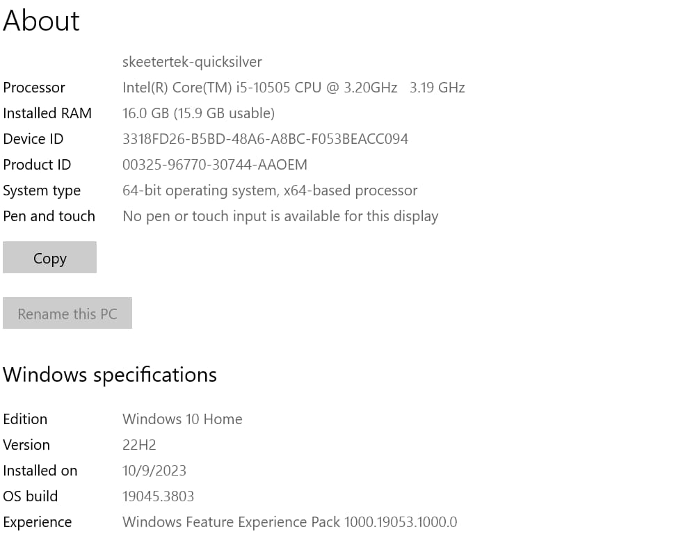 quicksilver--Core i5 10505, RX 6600 XT, 16 Gb, Water Cooled 128Gb+1Tb SSDs, MAG B560i, WiFi/Bt/Ether