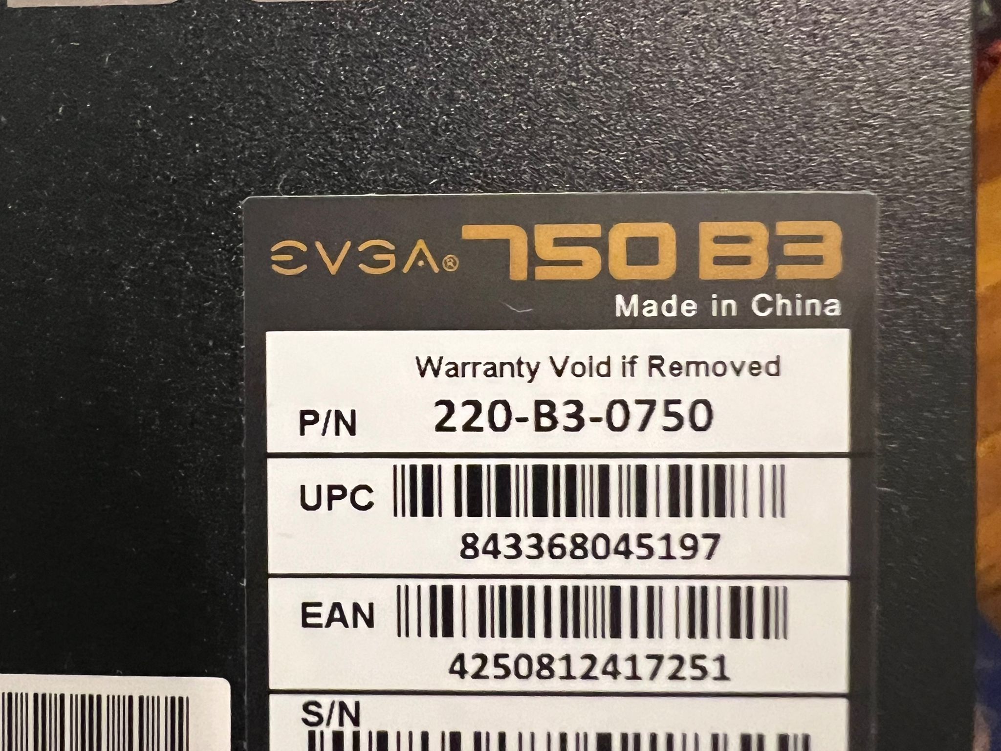 EVGA 750W B3 PSU
