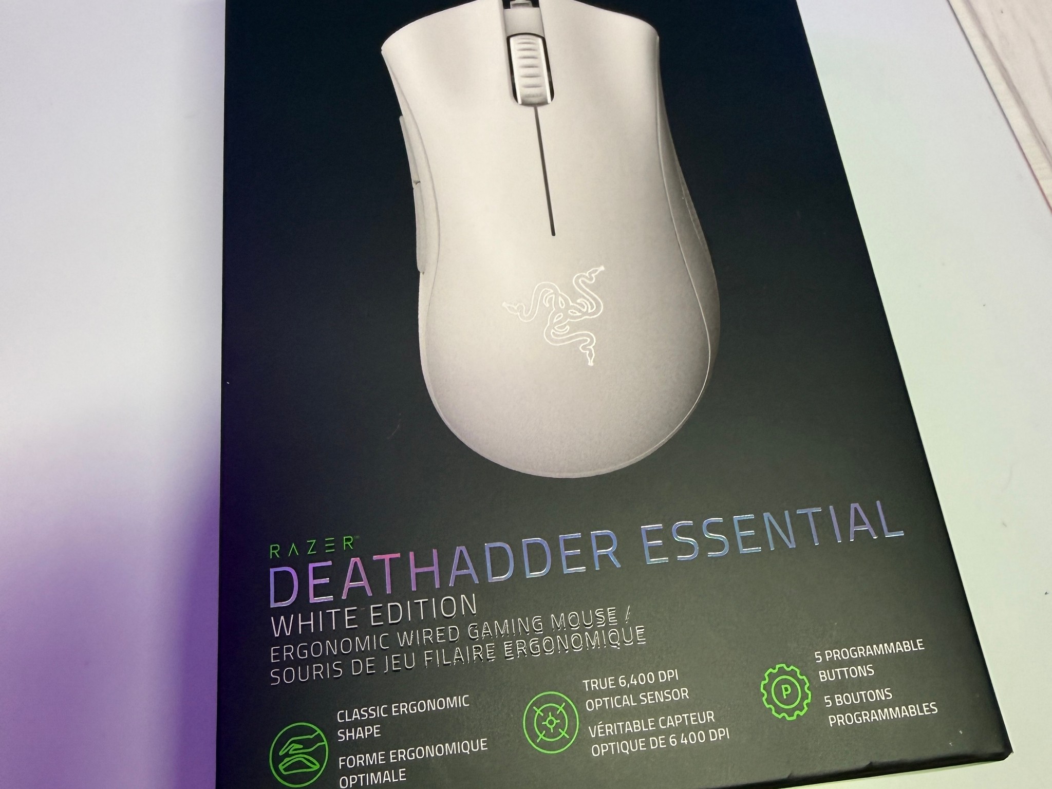 Razer DeathAdder Essential  Wired Gaming Optical Mouse, Custom White/Mint Green.
