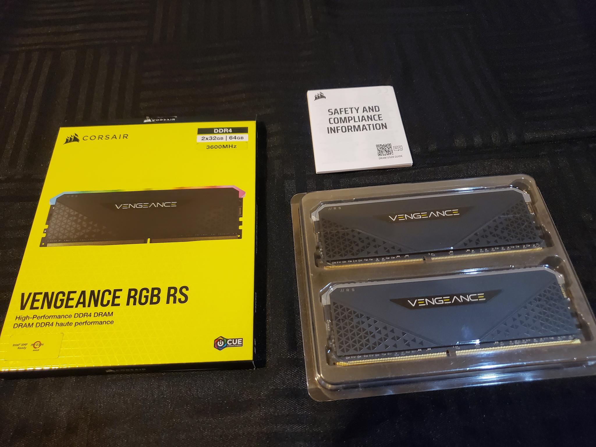 Corsair Vengeance RGB RS 3600mhz CL18 64gb (2x32gb) DDR4 RAM Kit