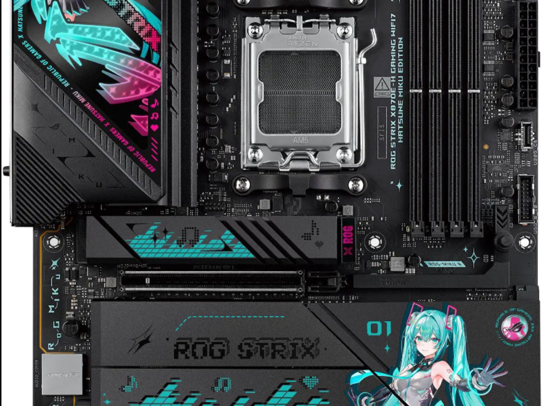 ASUS ROG STRIX X870E-H GAMING MIKU AMD X870E AM5 DDR5 ATX Desktop Motherboard