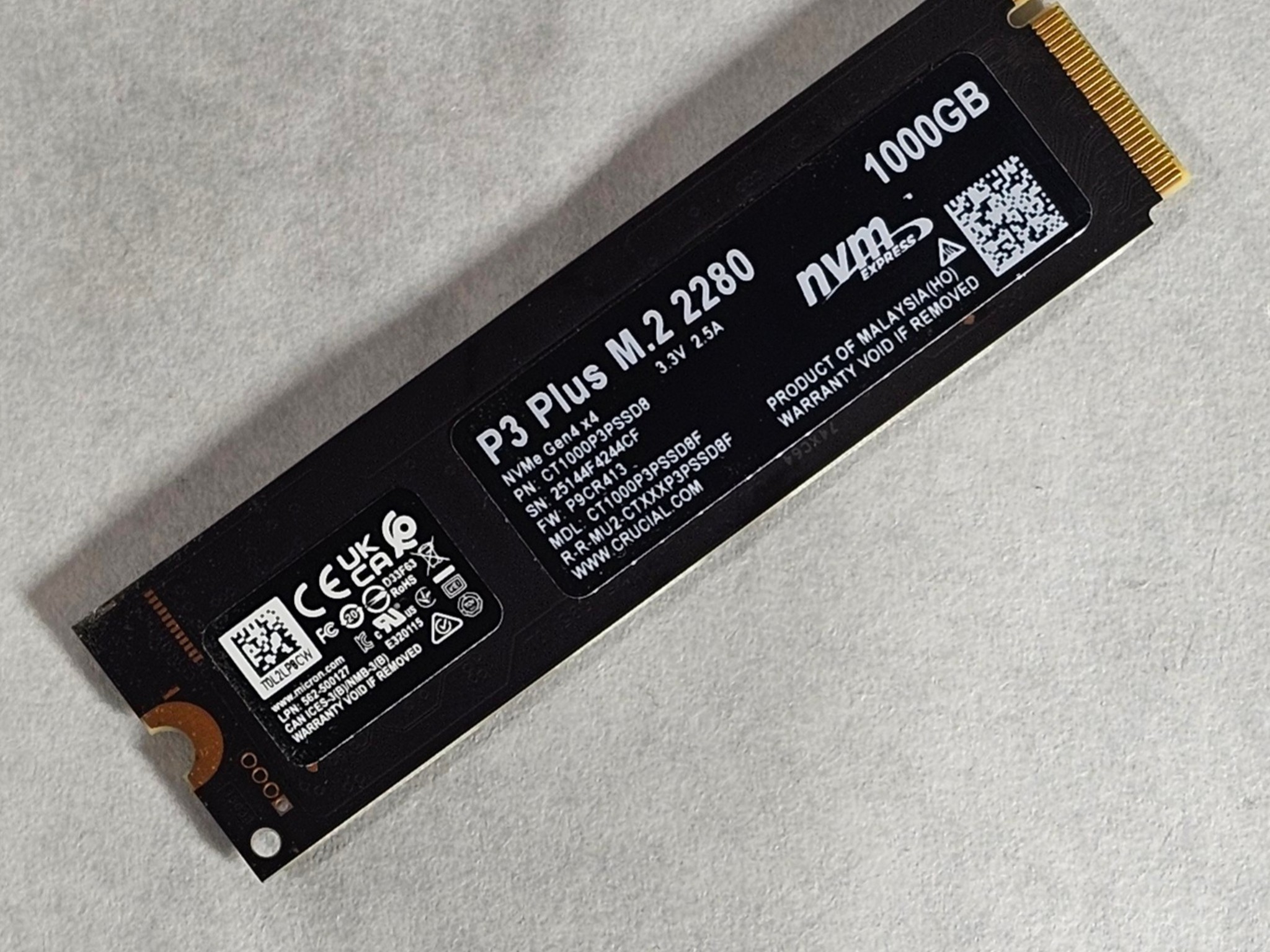1TB NVMe M.2 SSD Crucial P3 Plus Gen4