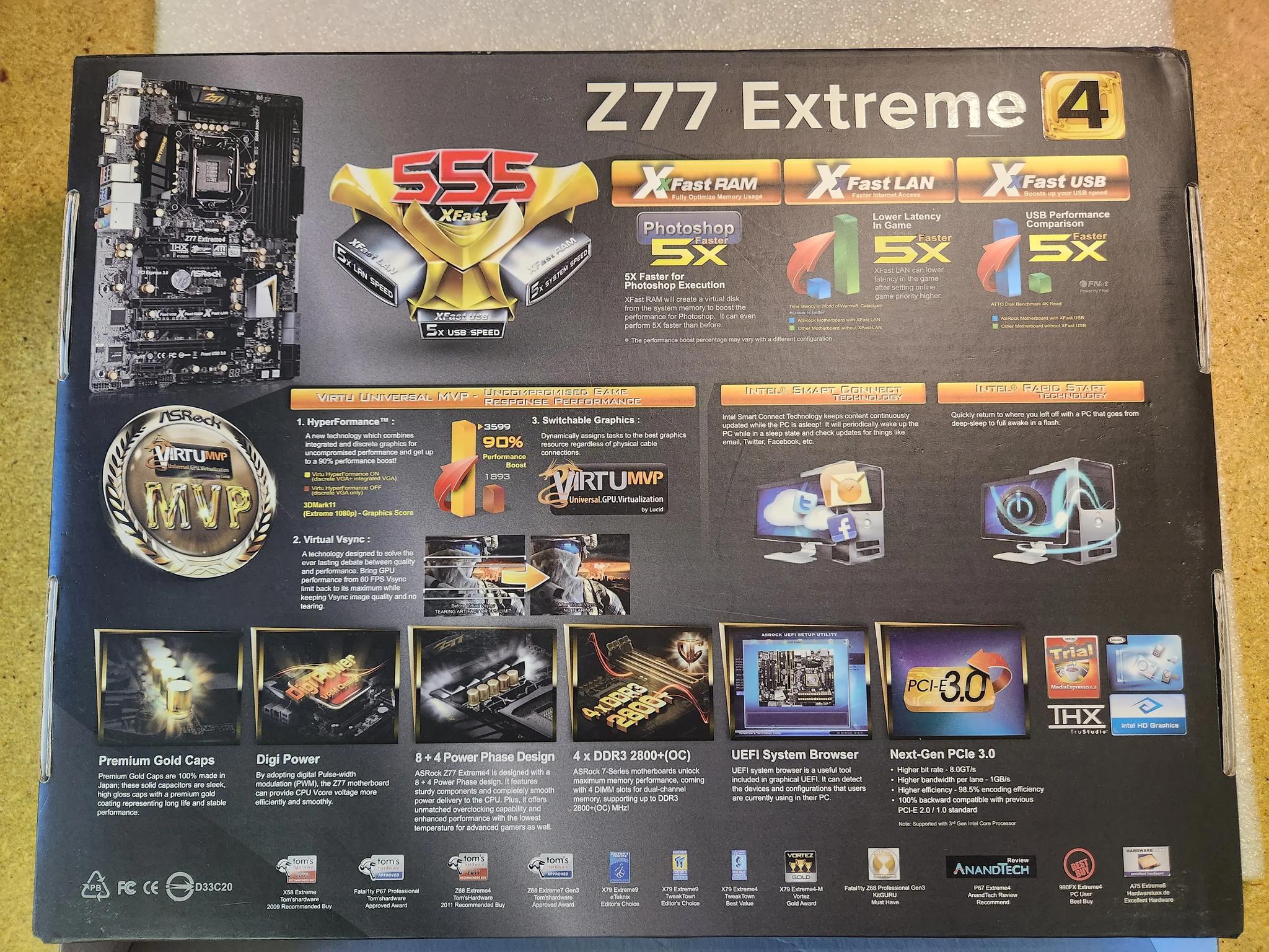 ASRock Z77 Extreme 4 motherboard combo with I7-2600 / G-SKILL 16GB DDR3, LGA 1155