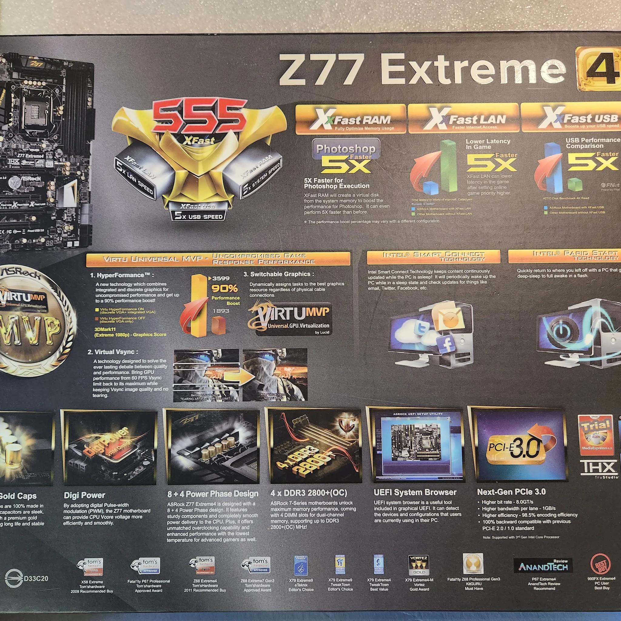 ASRock Z77 Extreme 4 motherboard combo with I7-2600 / G-SKILL 16GB DDR3, LGA 1155