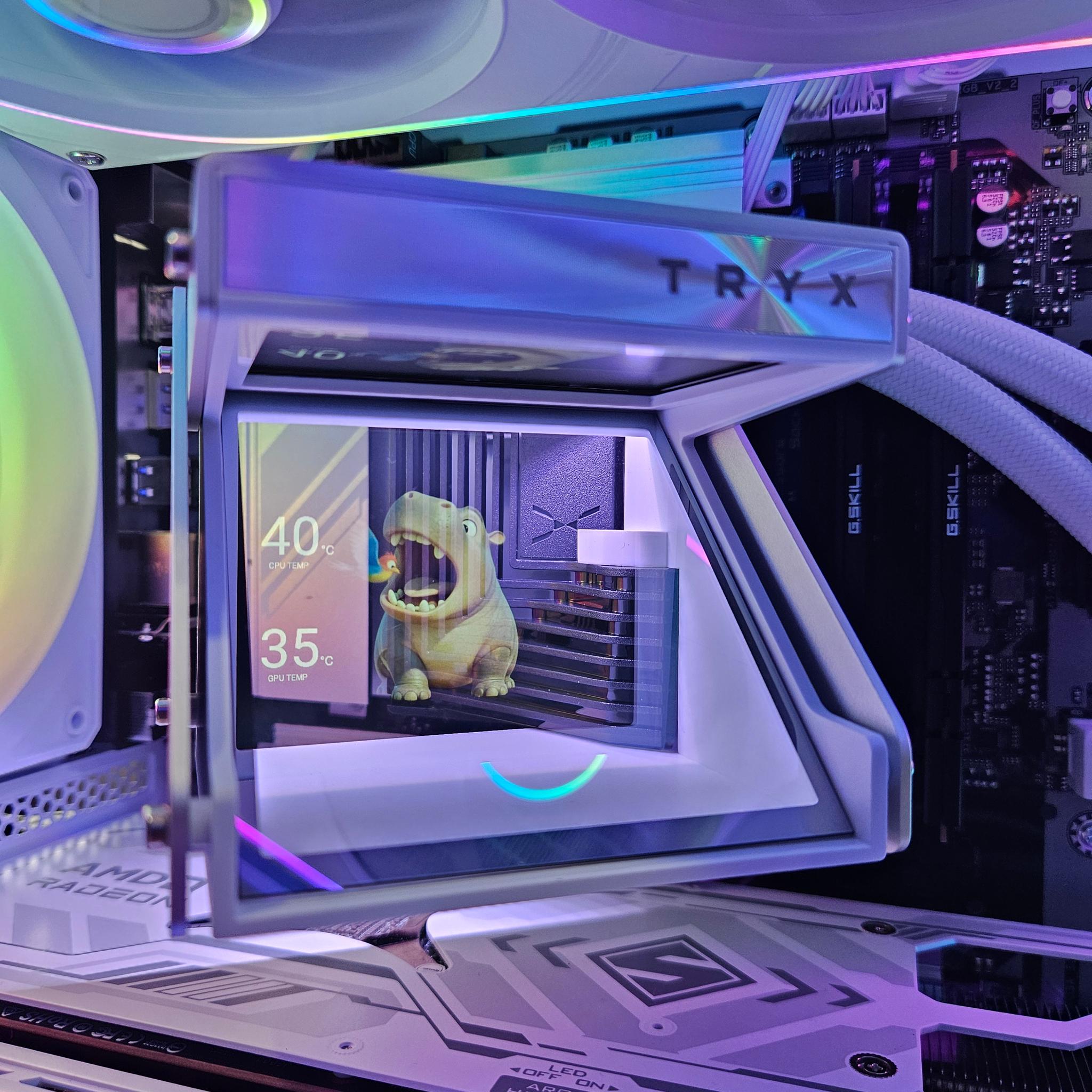 White Gaming PC • RX 9070 XT • Intel Core Ultra 7 265K • 32GB DDR5 • 1TB M.2 • TRYX Holo 360MM