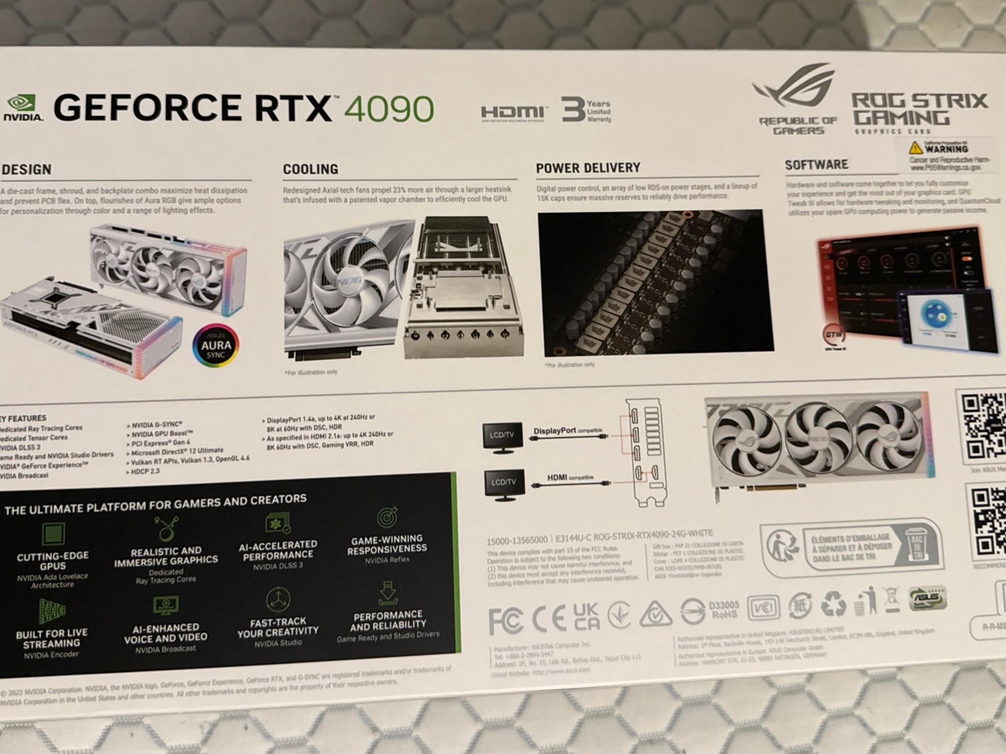 ASUS ROG Strix GeForce RTX 4090 White Edition 24GB GDDR6X