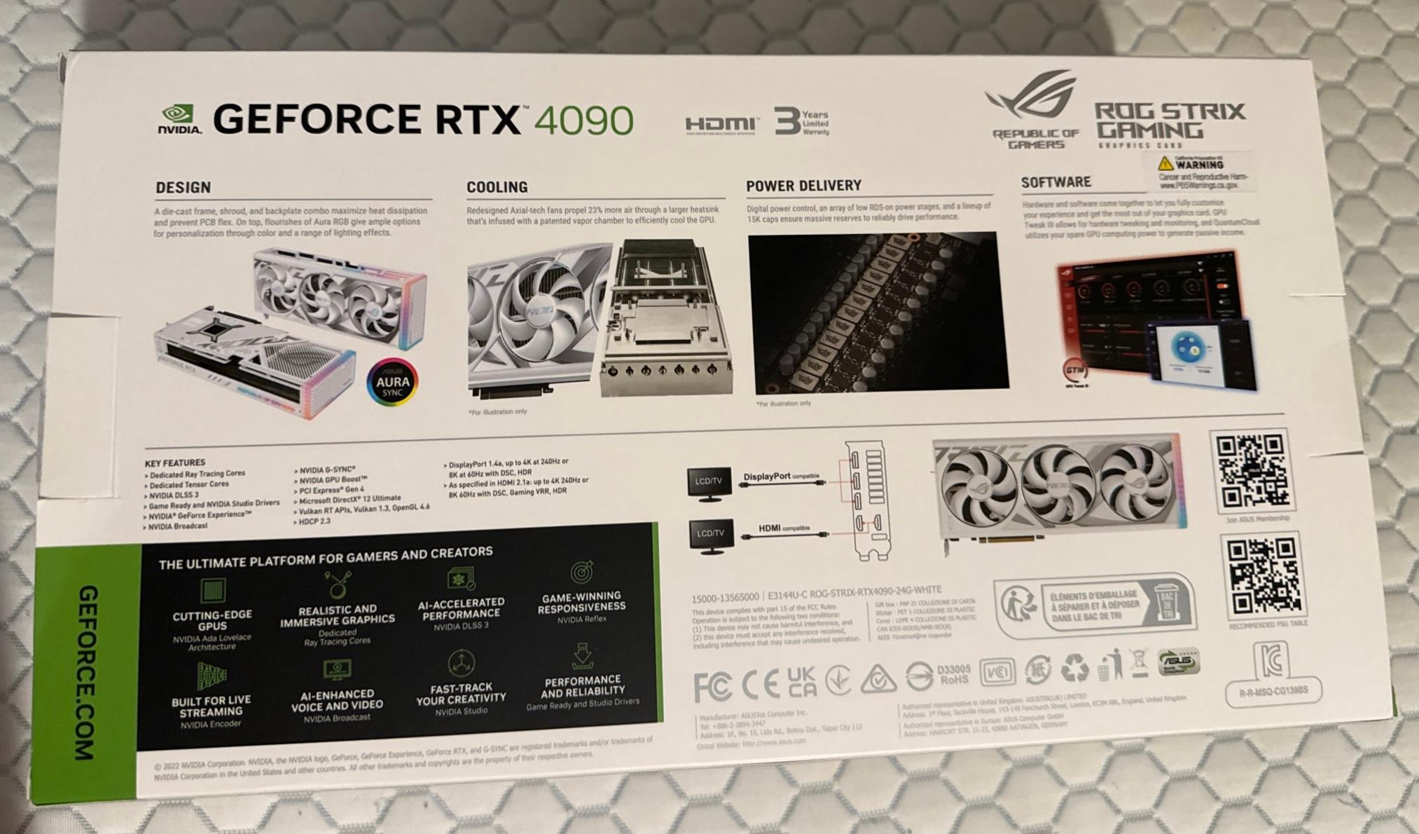 ASUS ROG Strix GeForce RTX 4090 White Edition 24GB GDDR6X