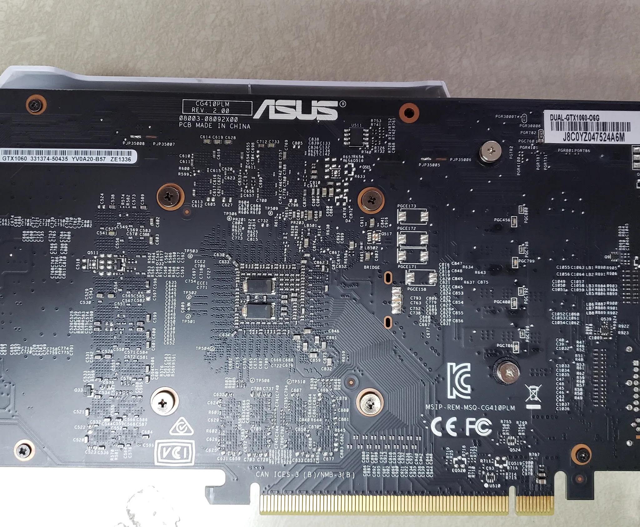 Asus Dual GTX 1060 graphics card with 6GB memory