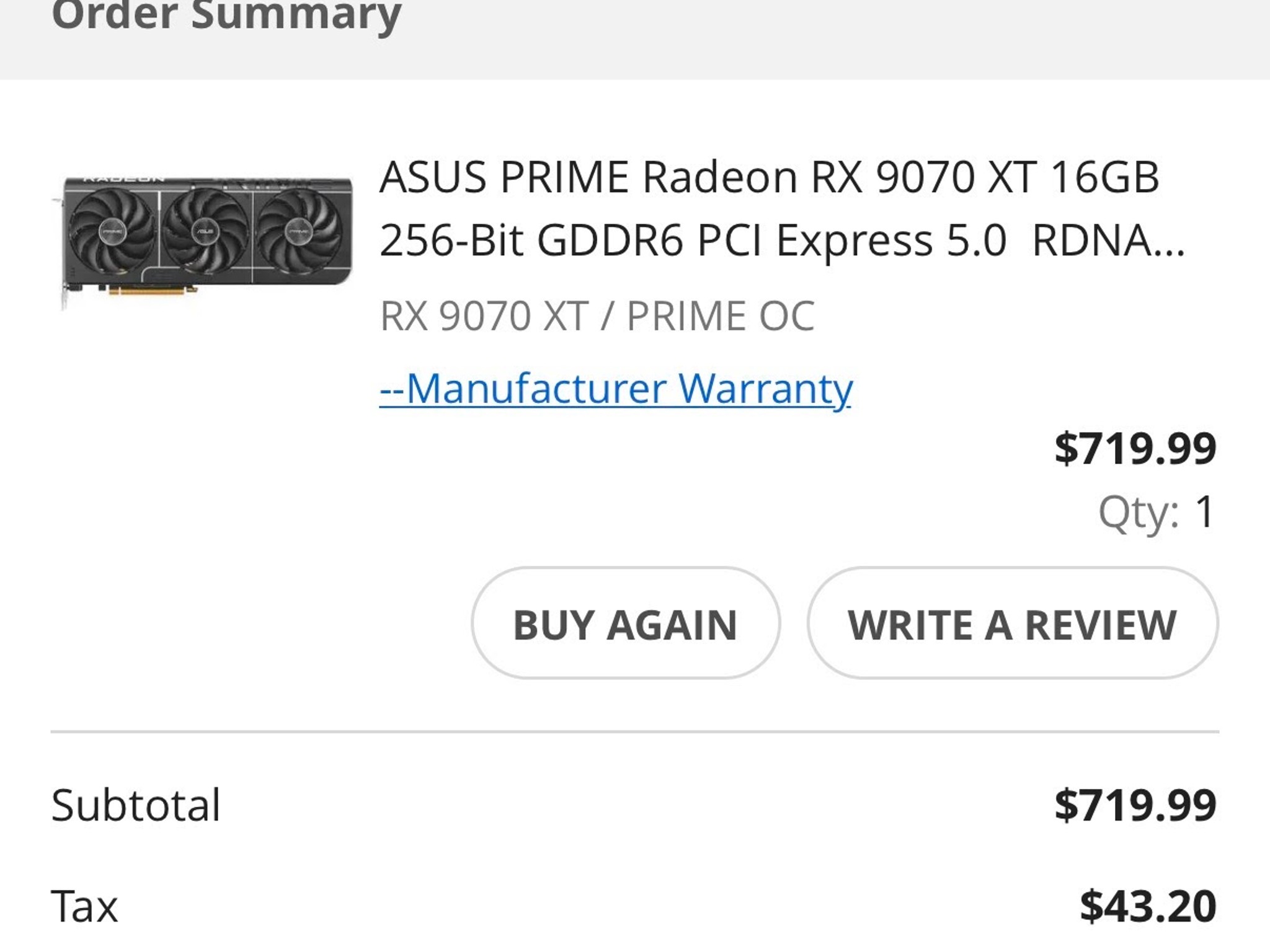ASUS Prime Radeon™ RX 9070 XT 16GB GDDR6 OC Edition