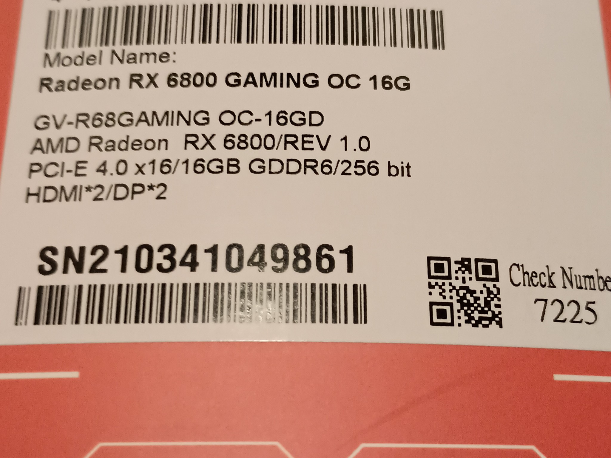 Gigabyte RX 6800 Gaming OC 16GB GPU