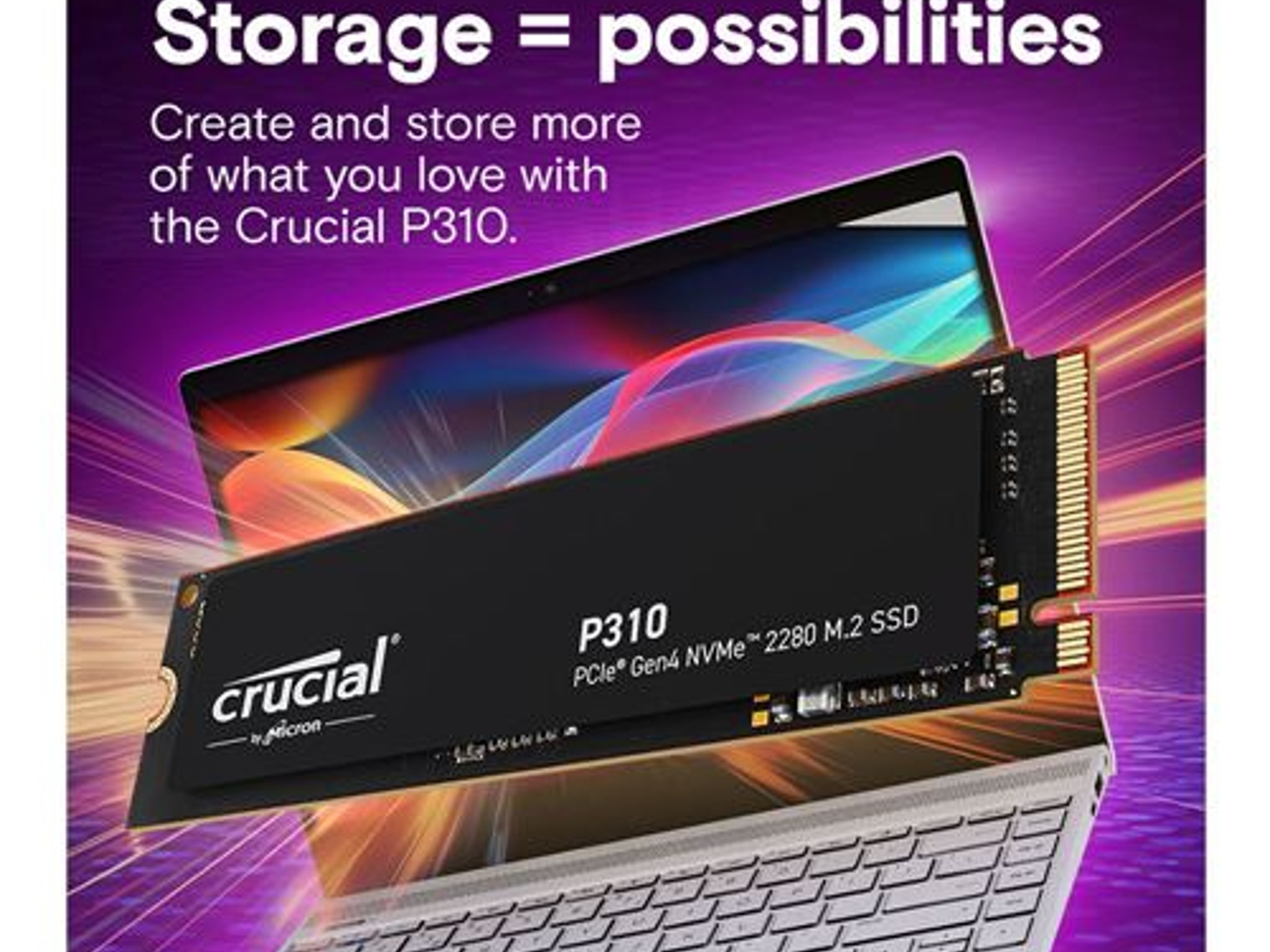 Crucial P310 1TB 232L Micron QLC NAND PCIe Gen 4 x4 NVMe M.2 Internal SSD