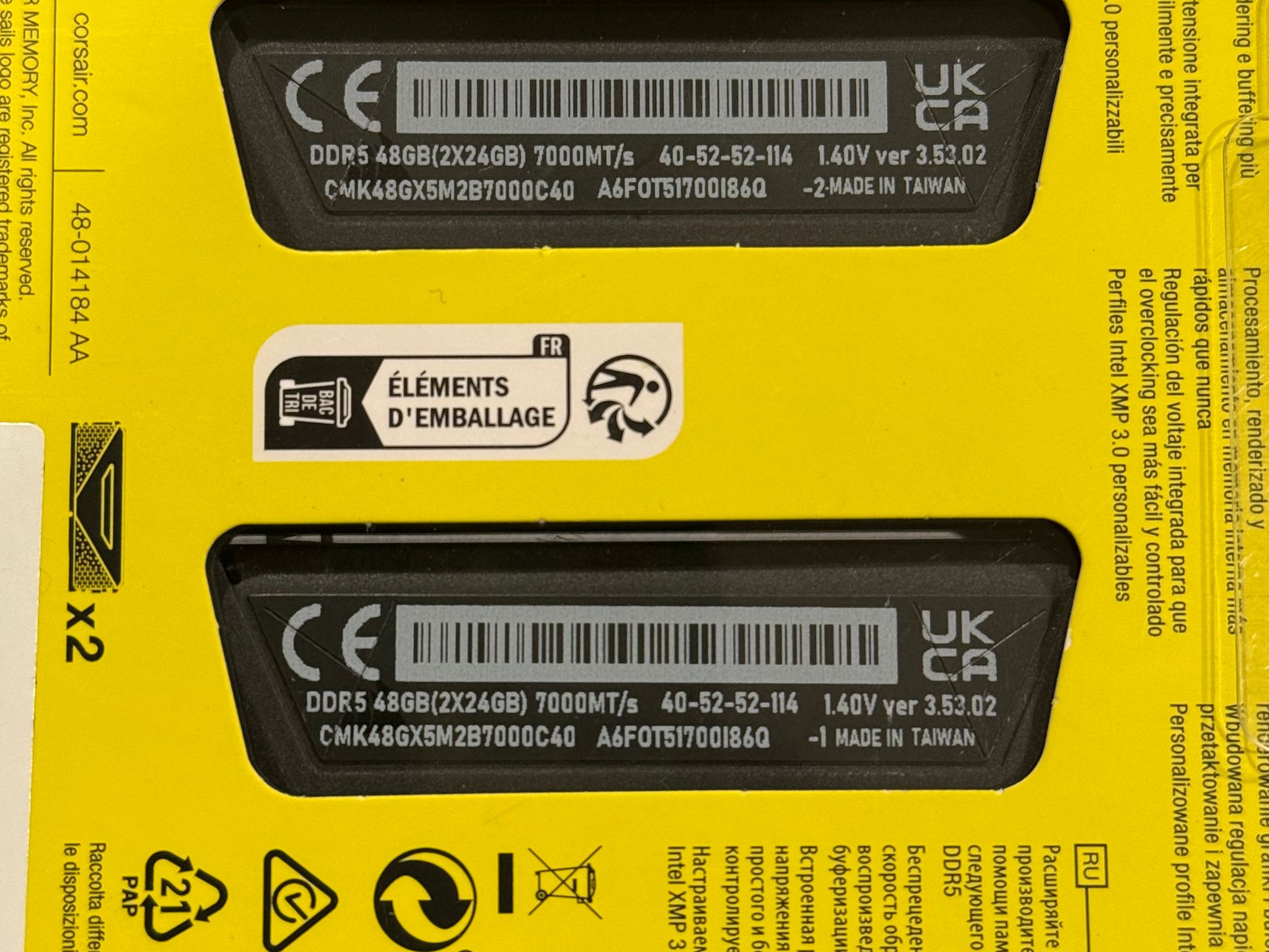 NEW 48GB 7000MHz Corsair Vengeance (2x24GB) DDR5 RAM