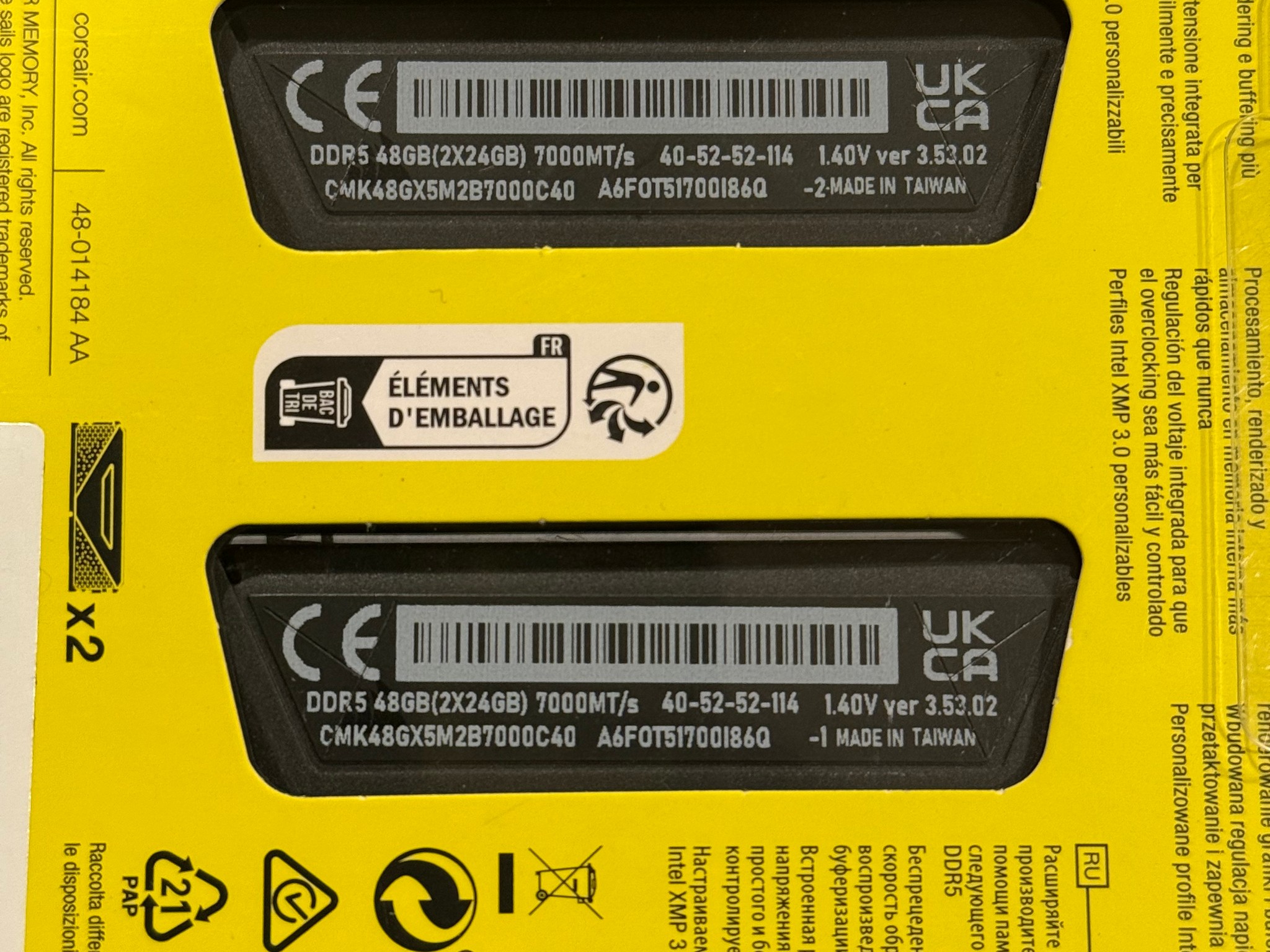 NEW 48GB 7000MHz Corsair Vengeance (2x24GB) DDR5 RAM