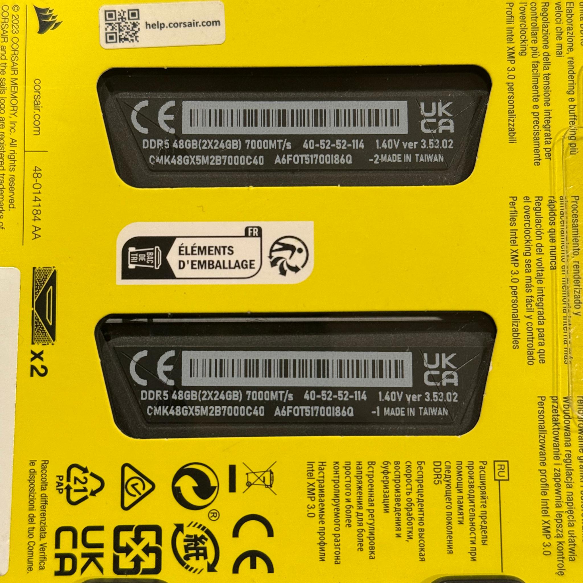NEW 48GB 7000MHz Corsair Vengeance (2x24GB) DDR5 RAM