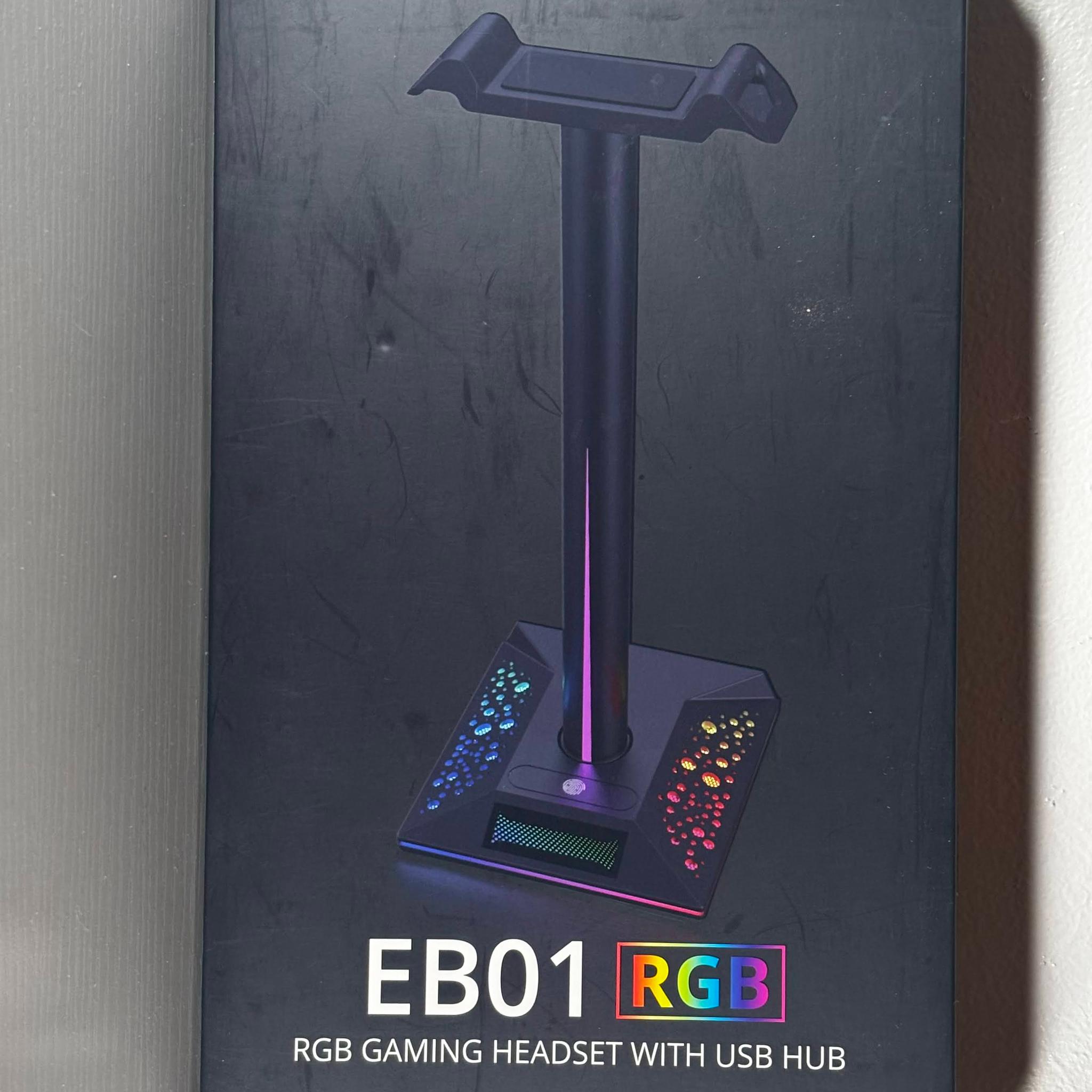 RGB Headset Stand with Built-in USB Hub & Aux Port
