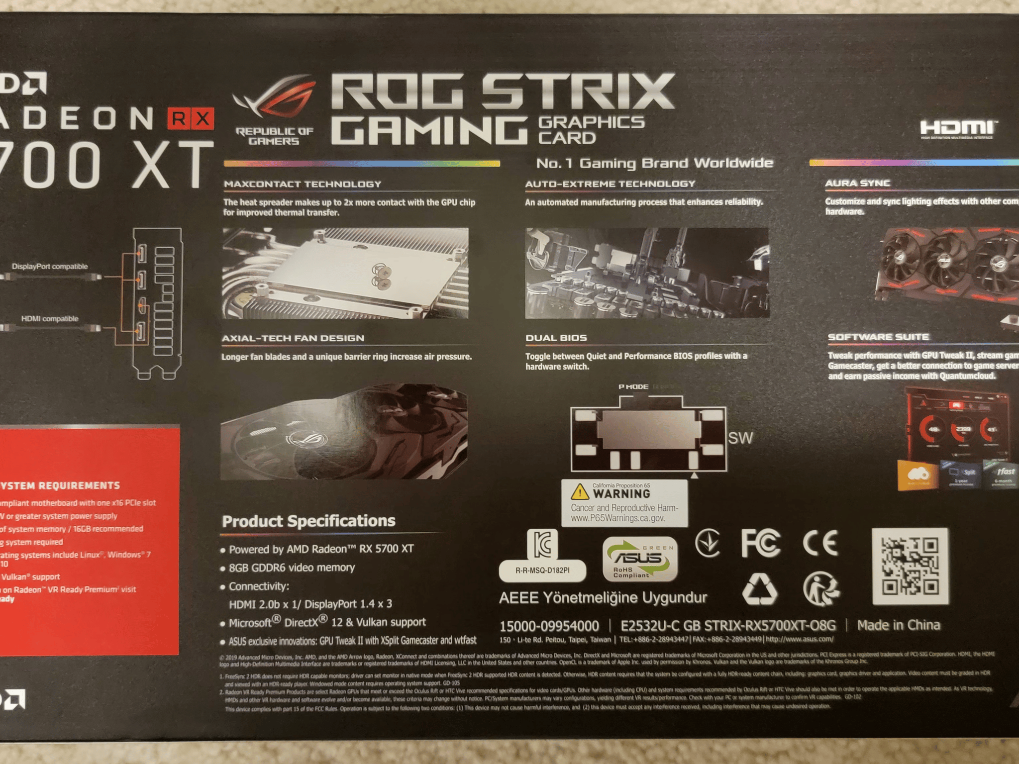 Asus ROG Strix RX 5700 XT OC 8GB GDDR6 Like New With Original Box