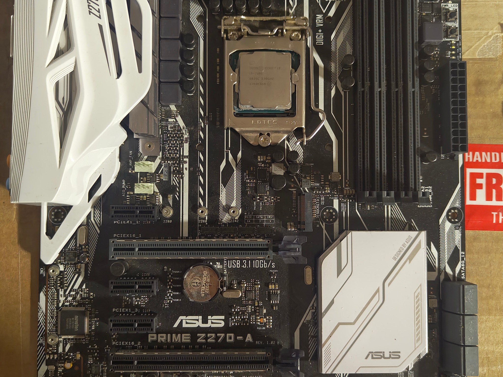 Prime z270-A, i3 7100, CPU cooler, 4gb ddr4