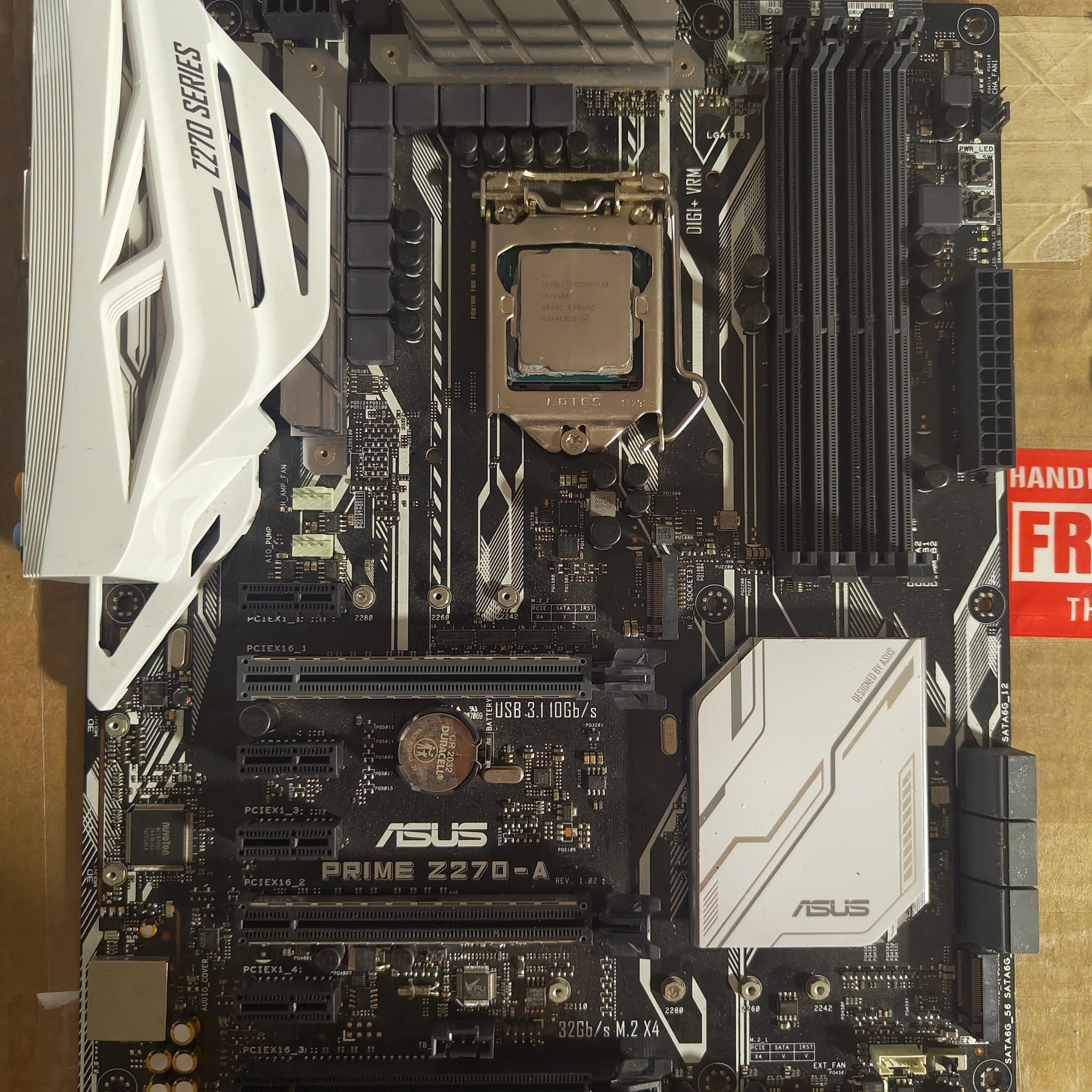 Prime z270-A, i3 7100, CPU cooler, 4gb ddr4
