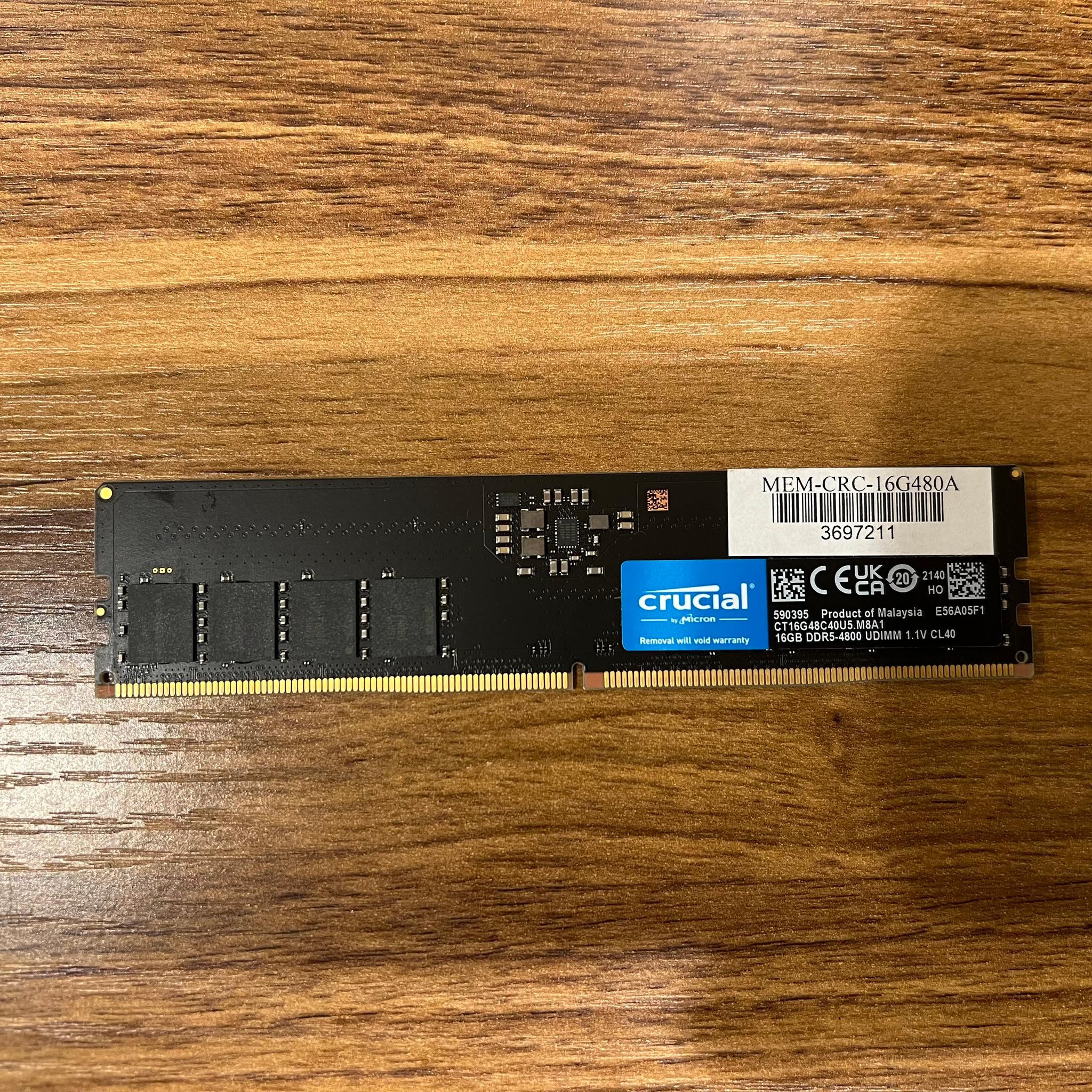 16GB DDR5-4800 CL40 Crucial Memory RAM