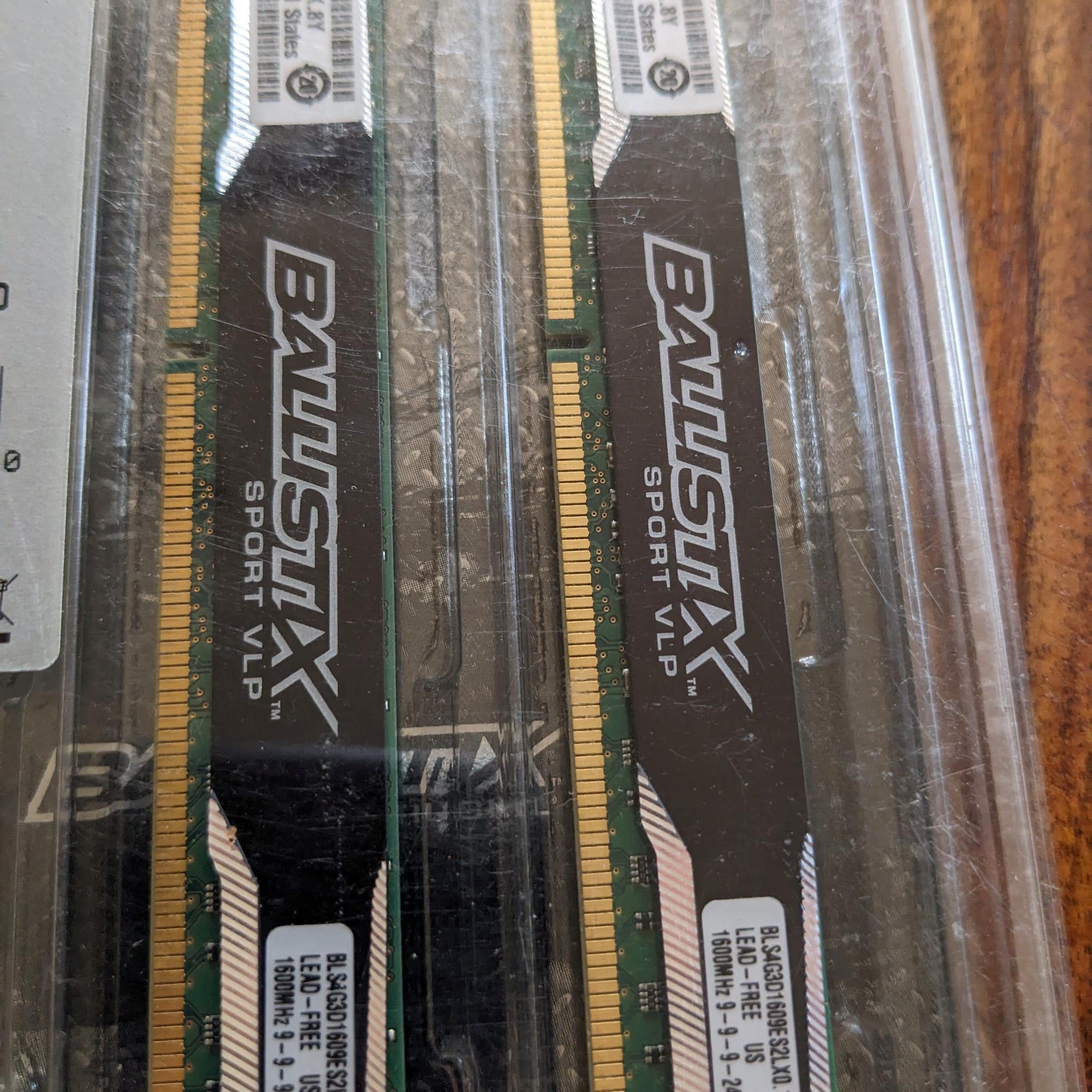 24GB of DDR3 Desktop RAM-Untested- Ripjaw 16GB and Ballistix Low Profile 8GB Kits IOB