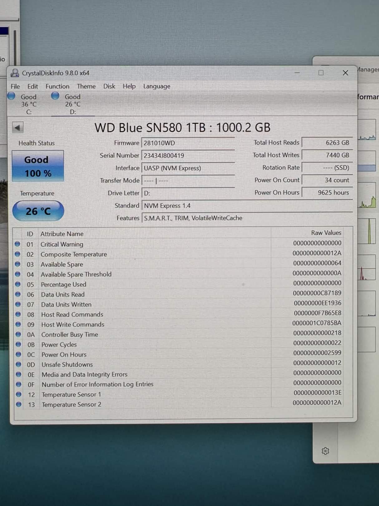 WD Blue SN580 1TB NVMe M.2 SSD