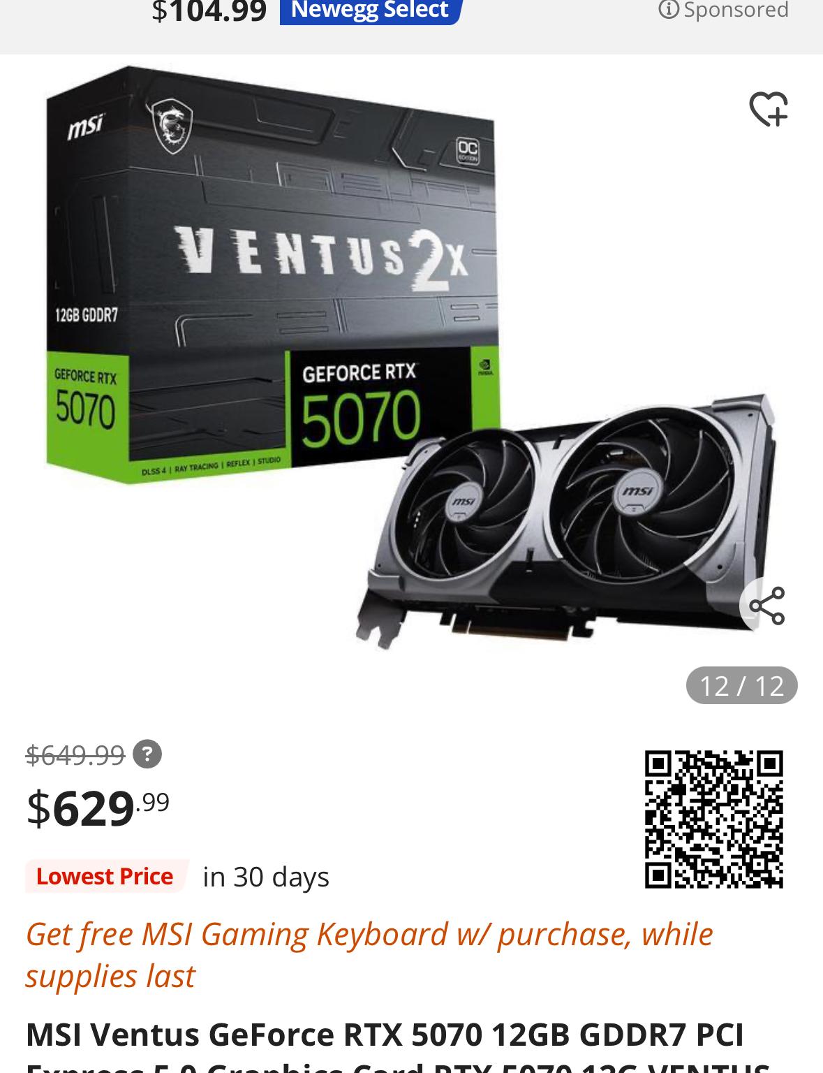 RTX 5070 12GB ventus 2x