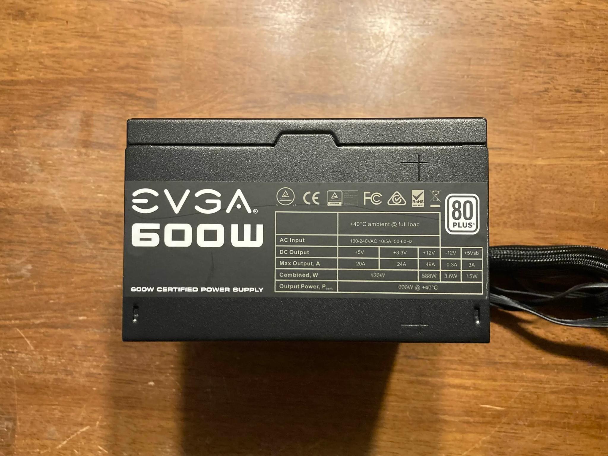 EVGA 600 W1 600 Watt 80+ White ATX Power Supply