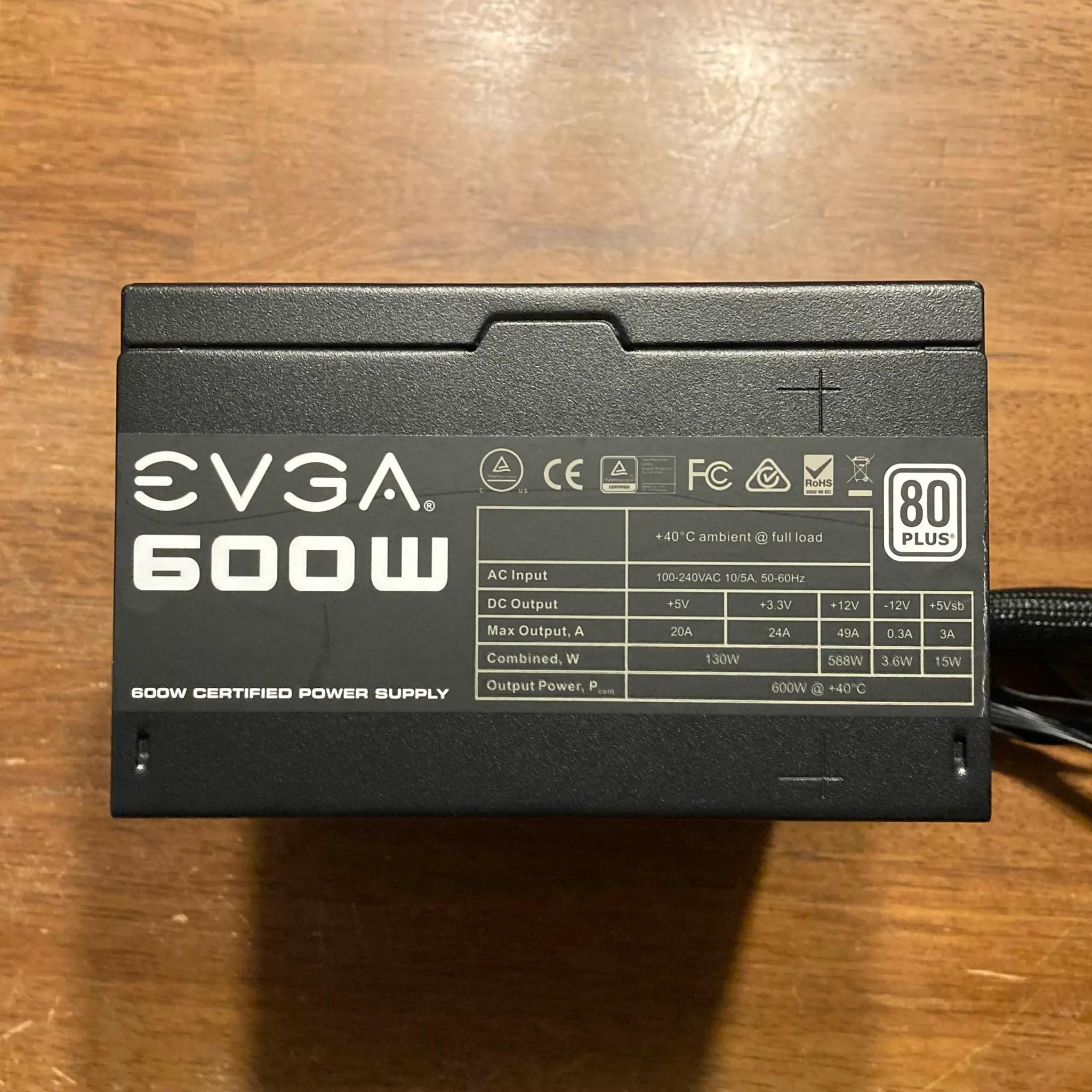 EVGA 600 W1 600 Watt 80+ White ATX Power Supply