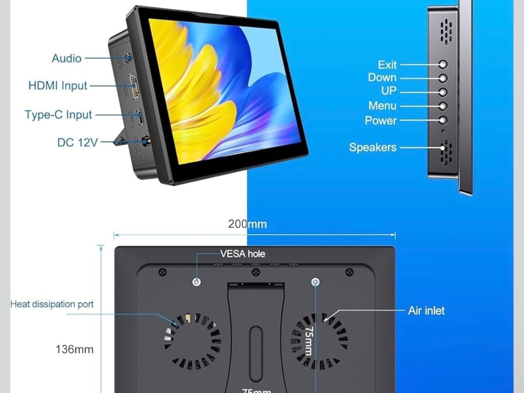 8 Inch Touchscreen for Raspberry Pi,5-Point 1280 * 800 IPS Touchscreen Portable Monitor