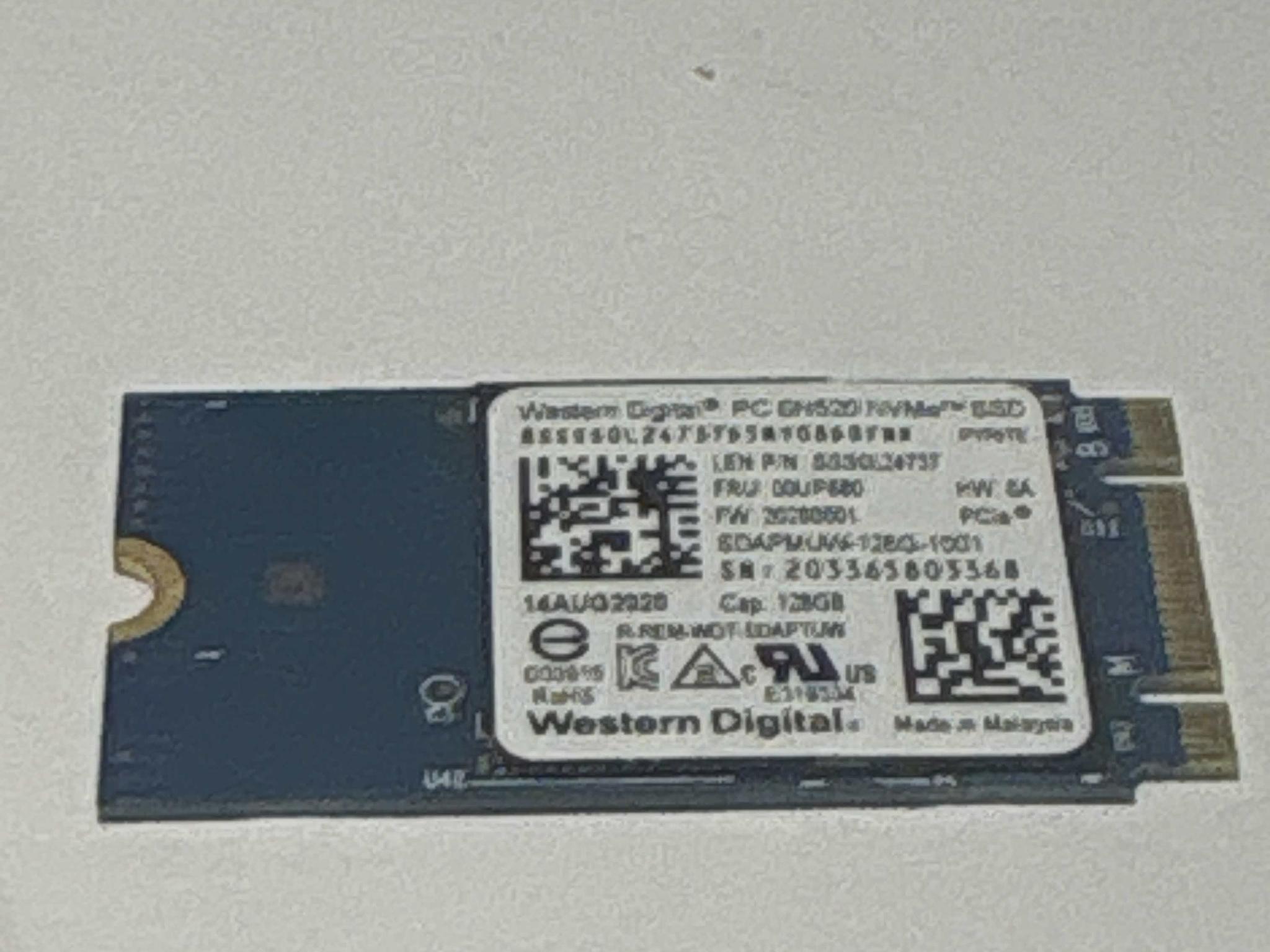 WD SN520 128GB NVMe SSD Tested Working 98% Health Low Hours